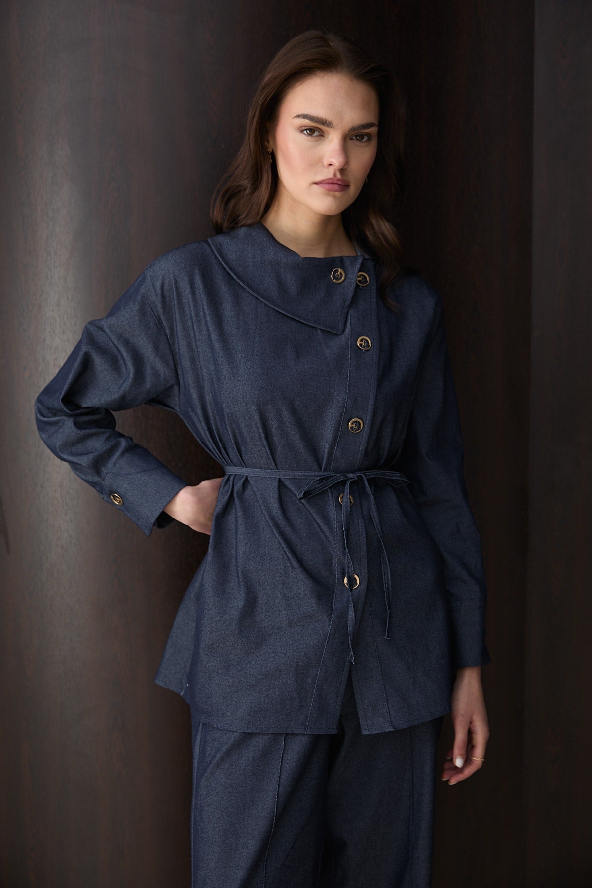 Düğmeli Denim Takım 32-2792
