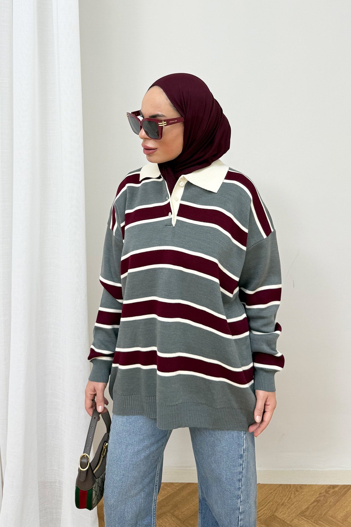 Çizgili Triko Kazak 87-25730