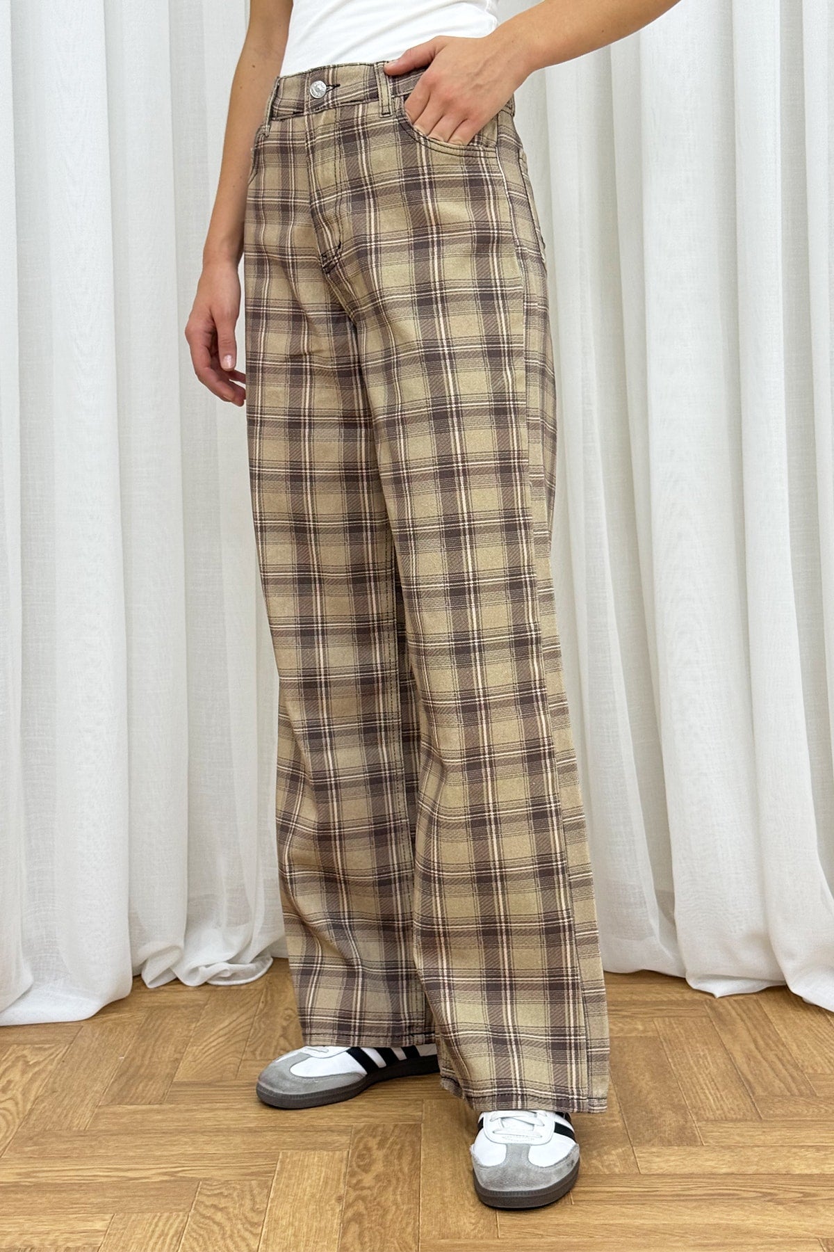 Ekose Desenli Denim Pantolon 86-0915