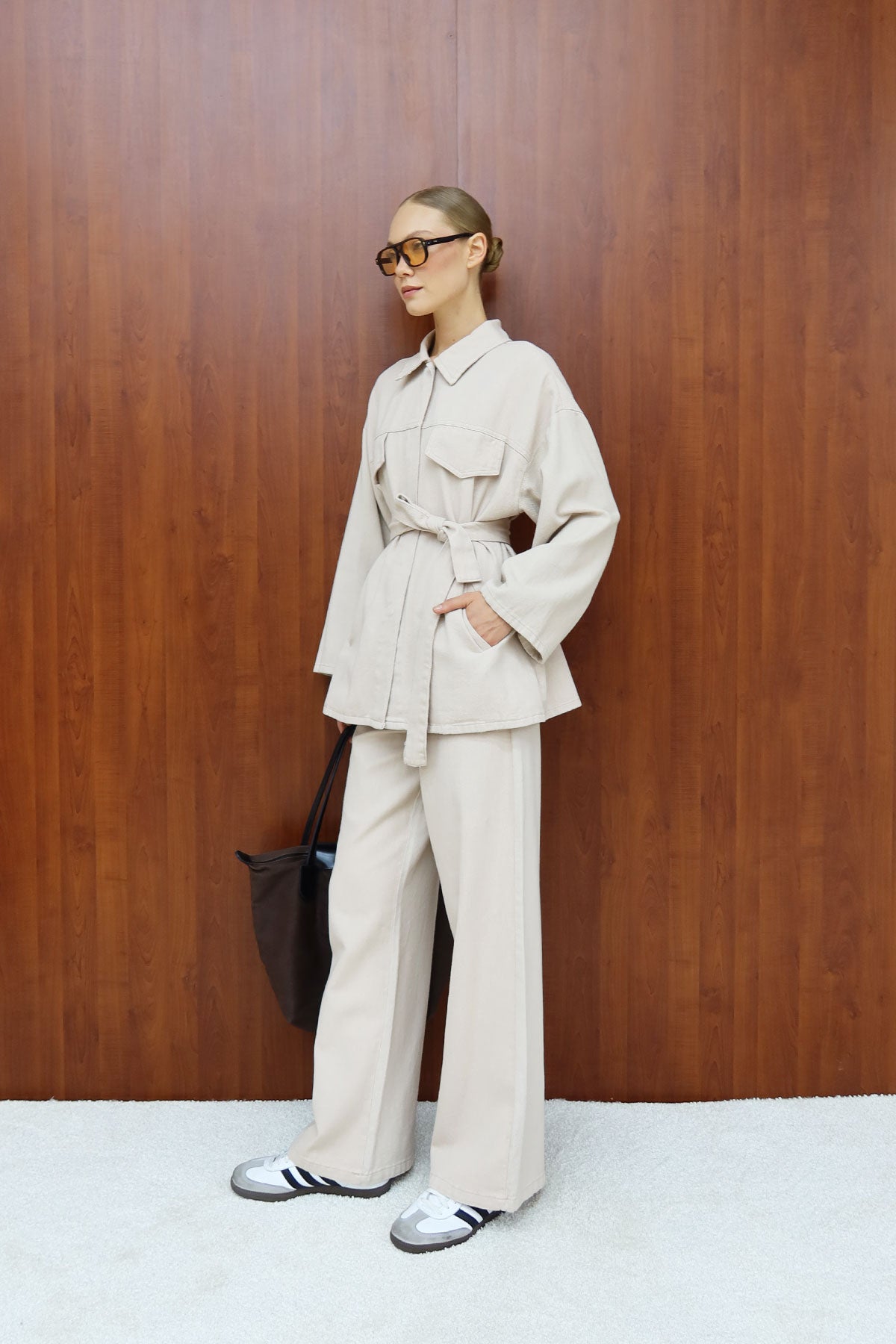 Gabardin Kuşaklı Takım 12-8843