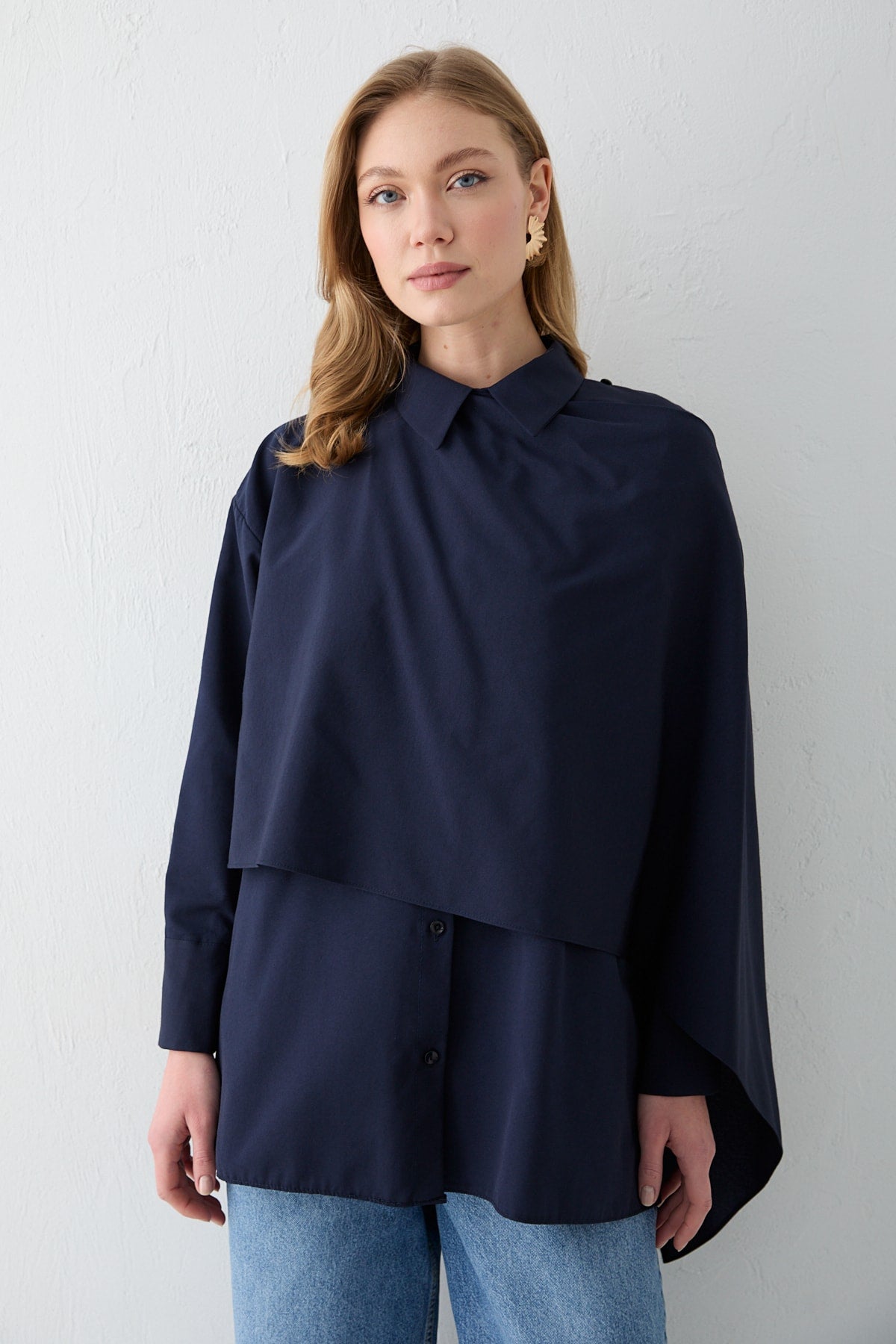 Şal Detaylı Poplin Gömlek 32-2757