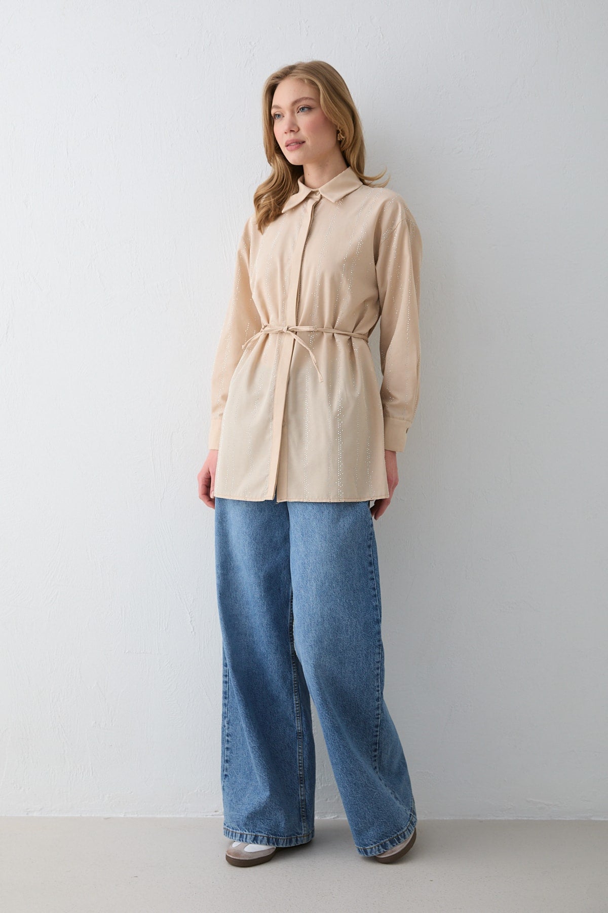Taşlı Poplin Gömlek 32-2620