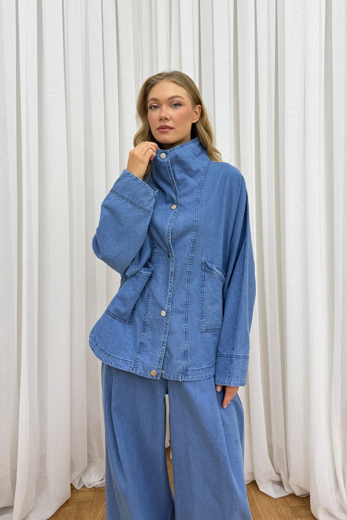 Çıtçıtlı Denim Takım 85-964