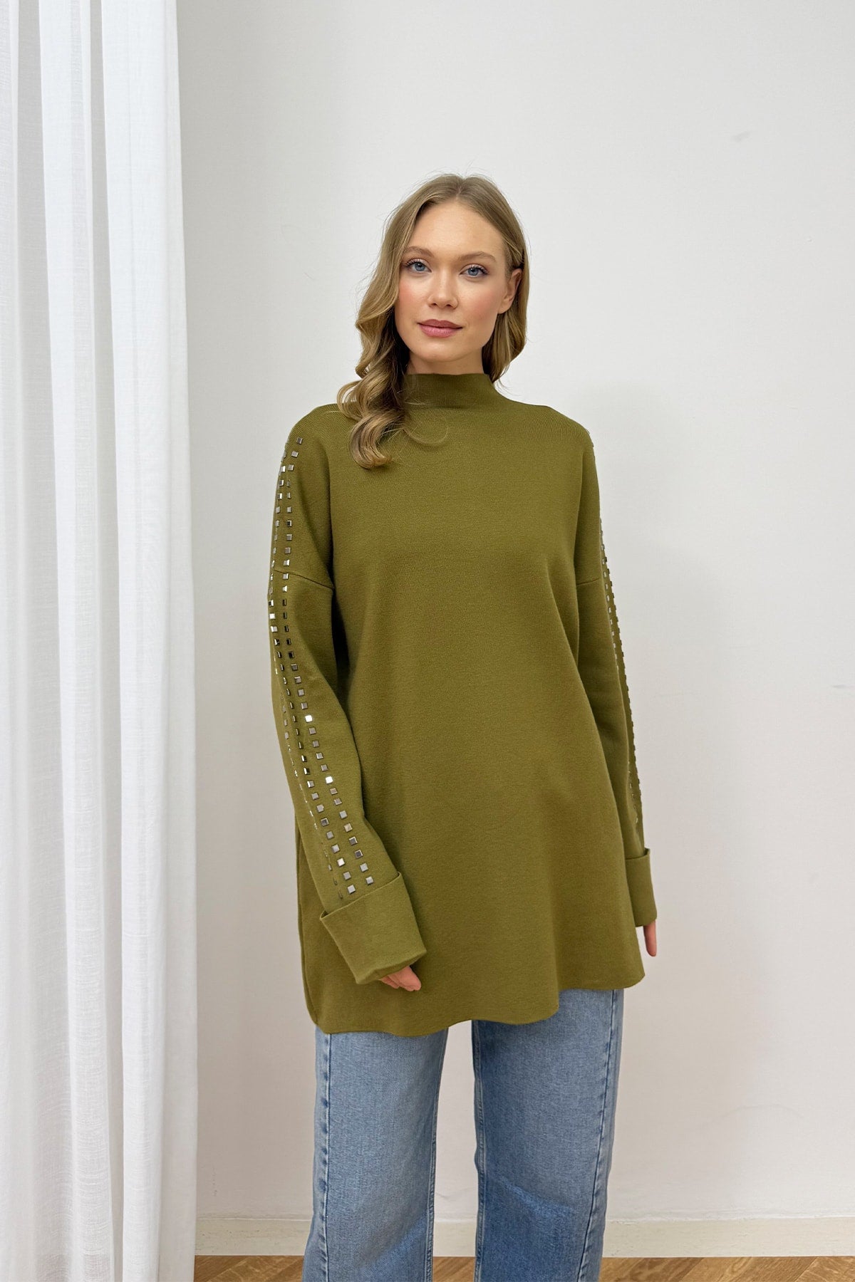 Aksesuarlı Triko Tunik 87-26150