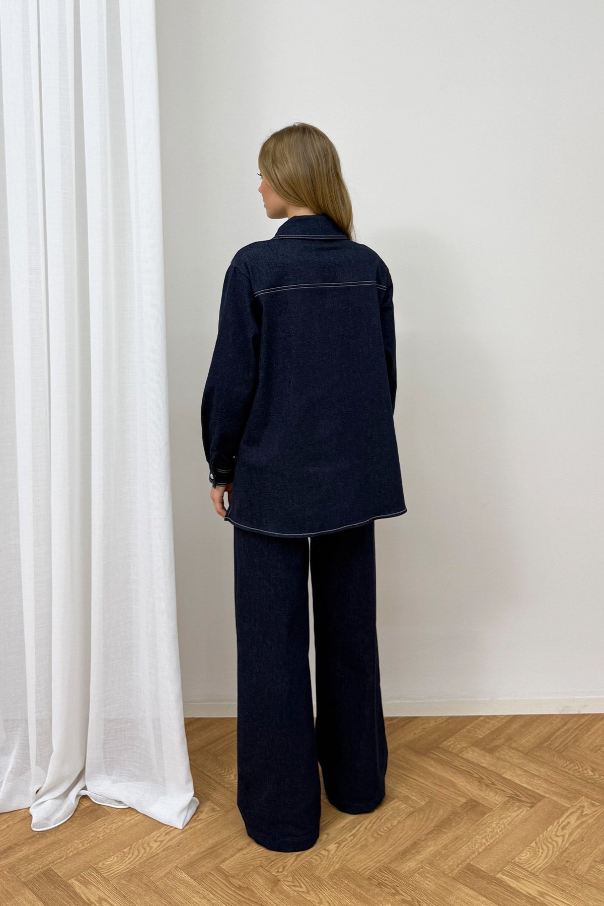 Düğmeli Denim Takım 3-4554