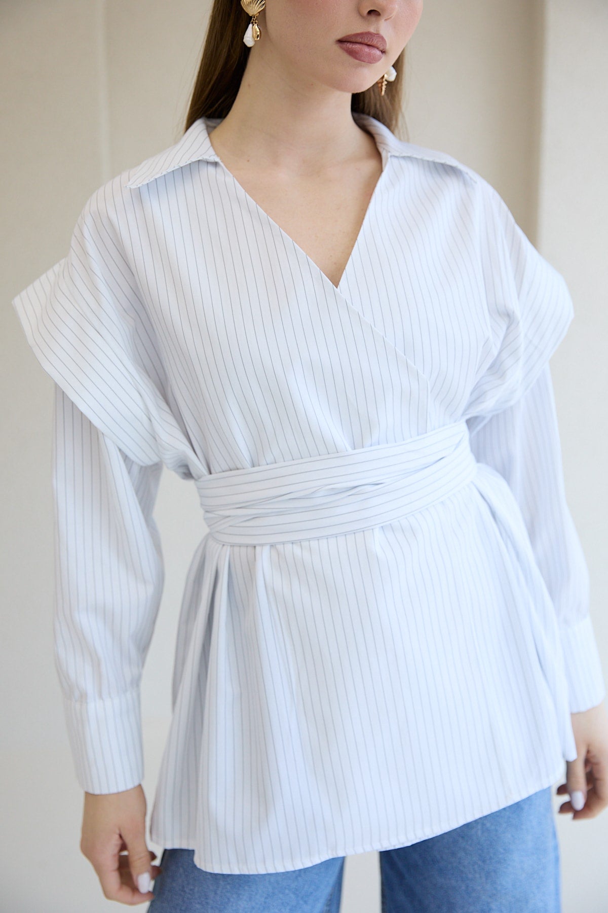 Çizgili Poplin Gömlek 32-2761