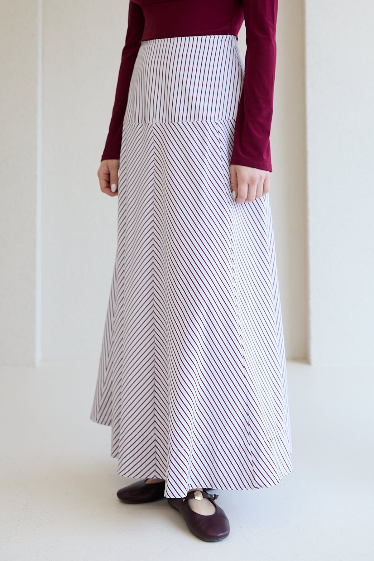 Çizgili Poplin Etek 32-2828