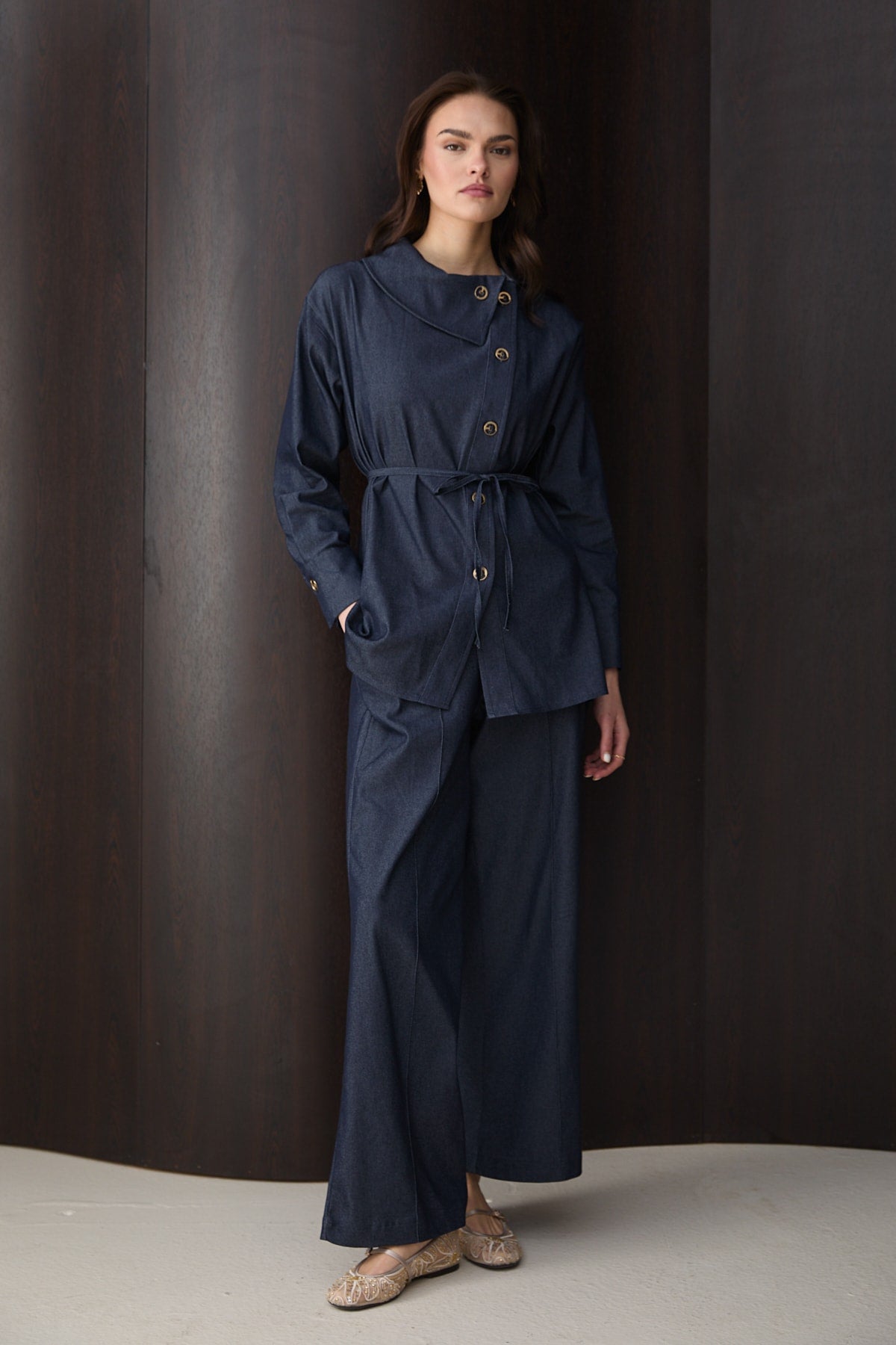 Düğmeli Denim Takım 32-2792