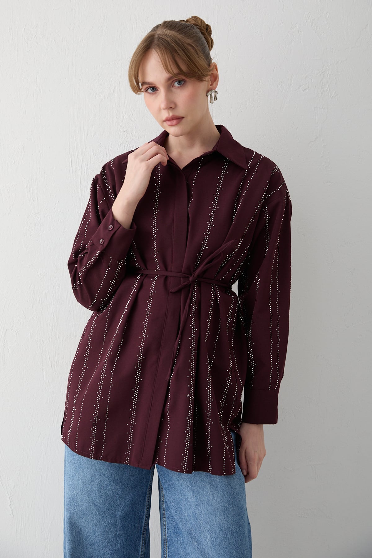 Taşlı Poplin Gömlek 32-2620