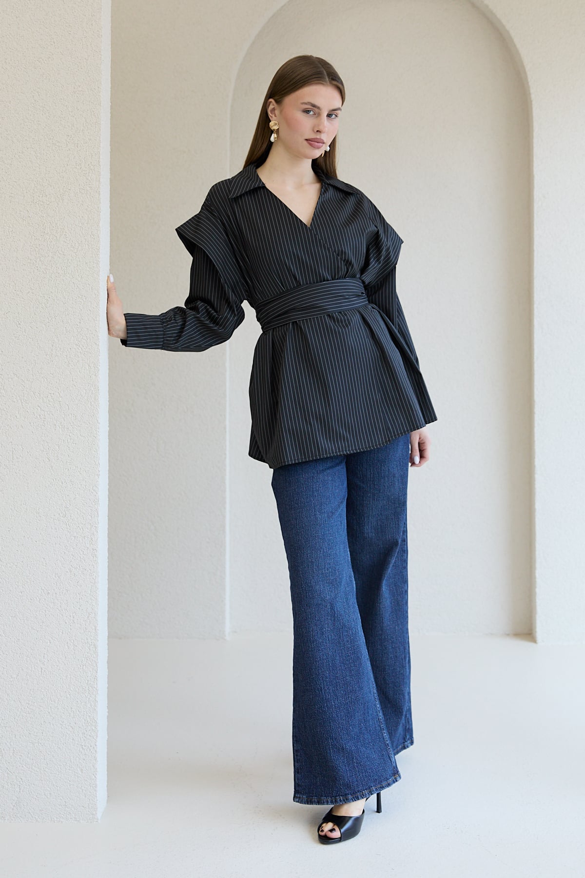 Çizgili Poplin Gömlek 32-2761
