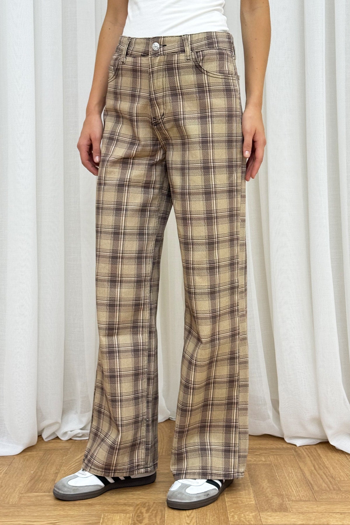 Ekose Desenli Denim Pantolon 86-0915