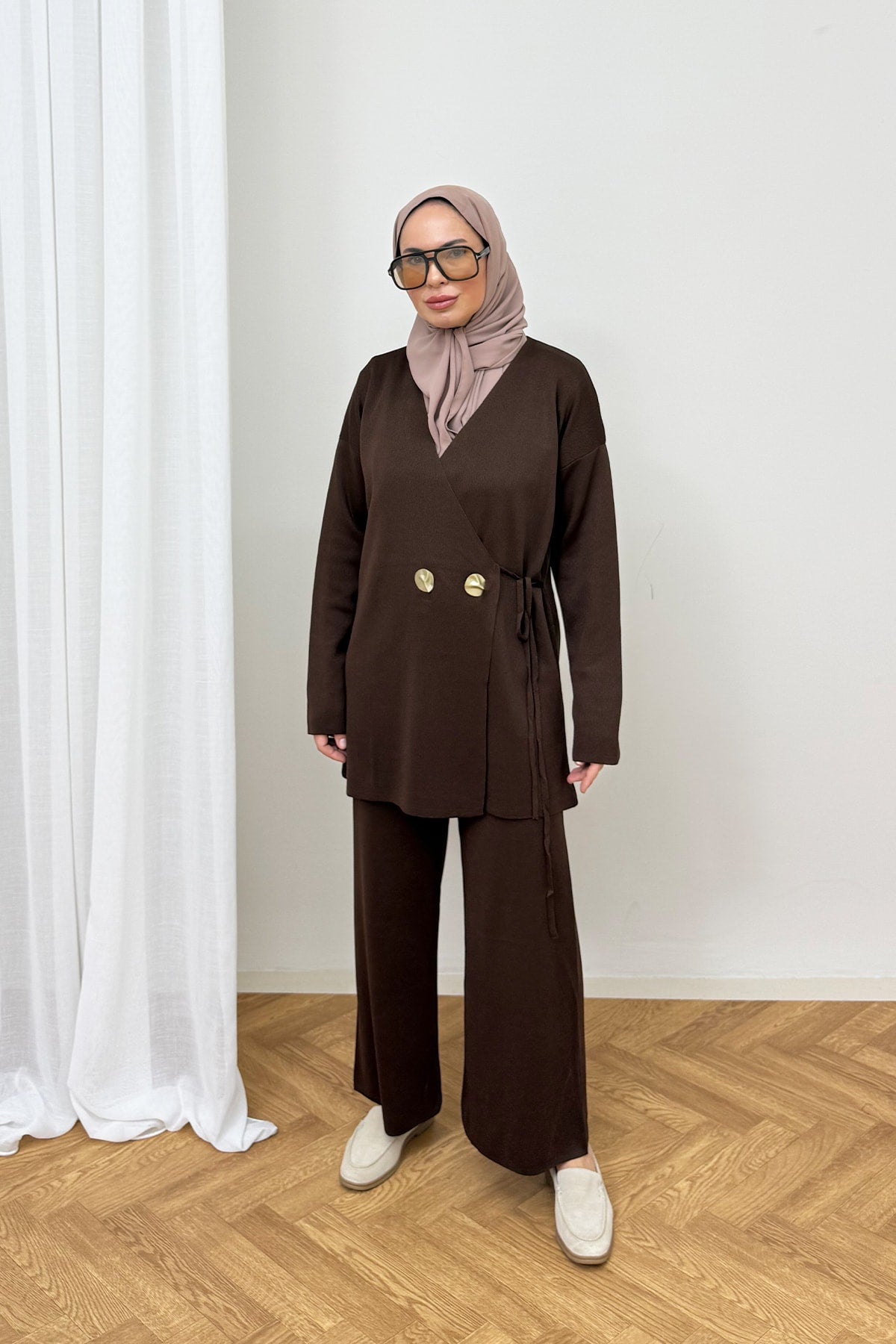 Düğmeli Triko Takım 87-25310