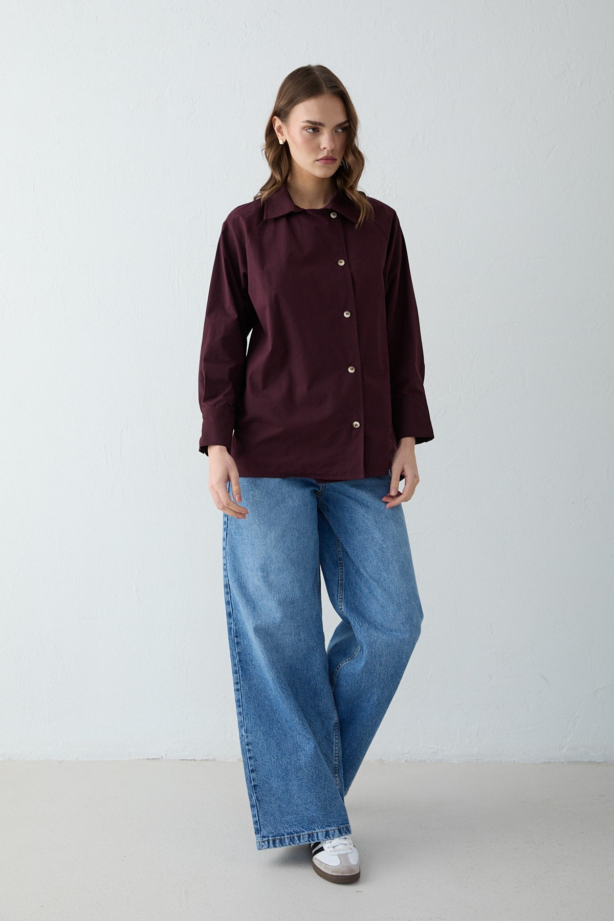 Düğmeli Poplin Gömlek 32-2703