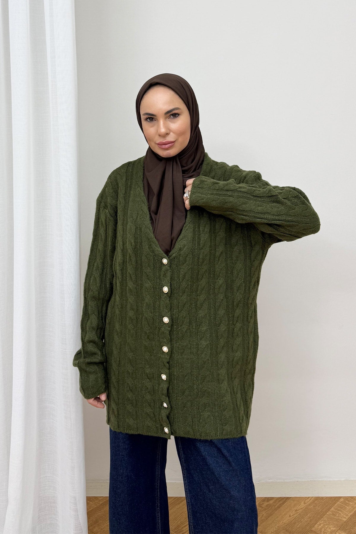 Düğmeli Triko Hırka 80-8434
