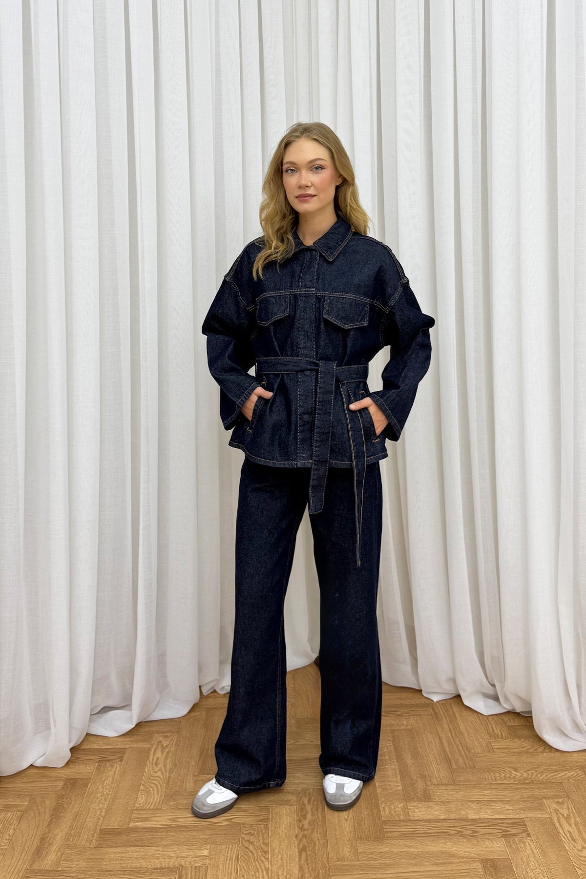 Bağlamalı Denim Takım 86-0275