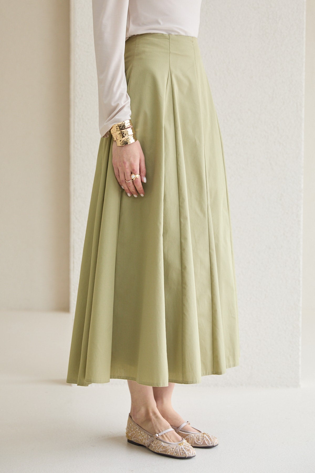 Parçalı Poplin Etek 32-2776