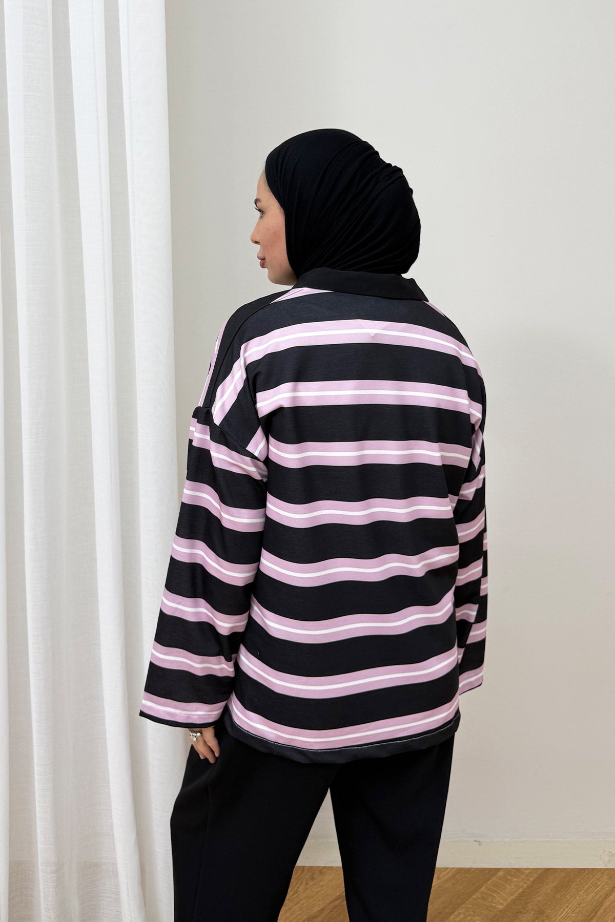 Polo Yaka Çizgili Tunik 79-7045