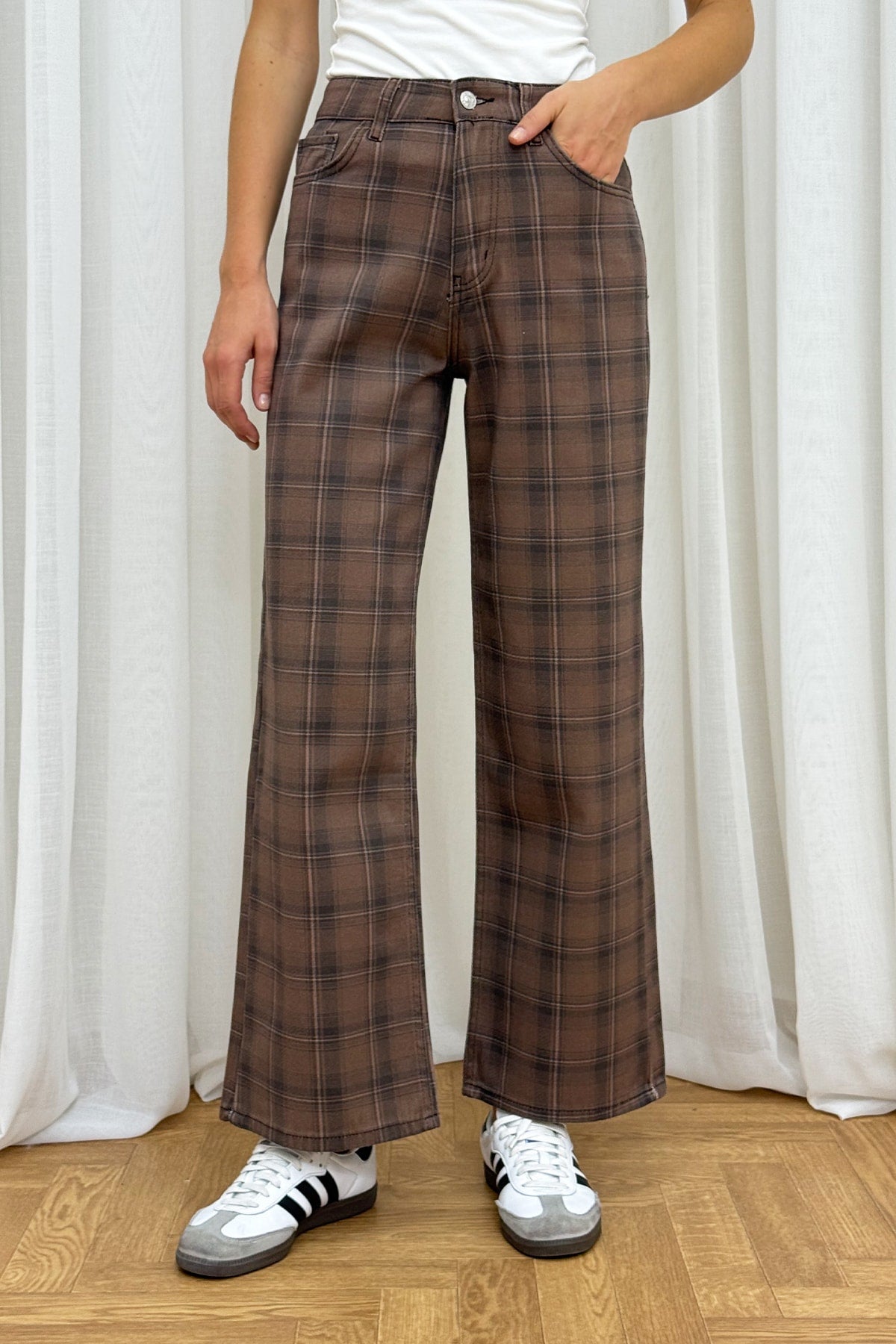 Ekose Desenli Denim Pantolon 86-0915