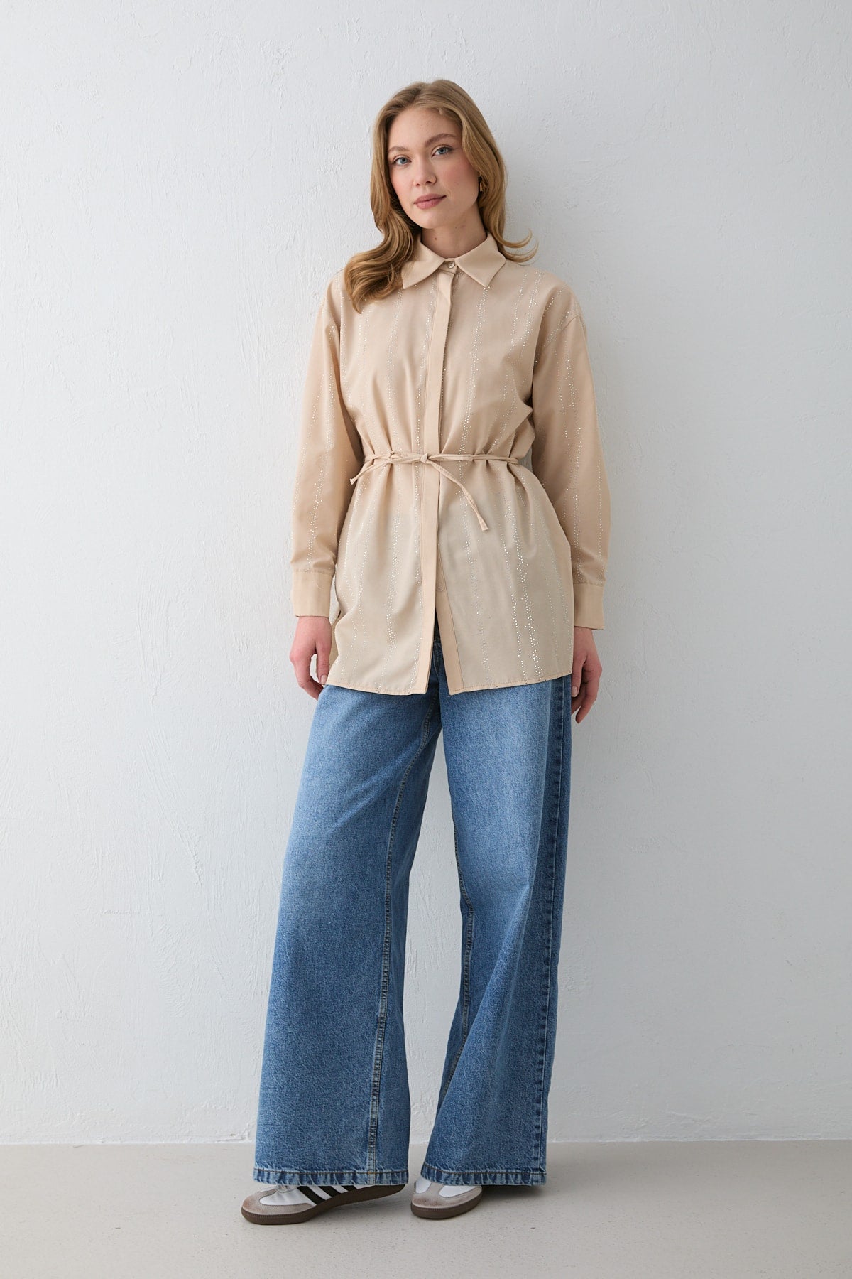 Taşlı Poplin Gömlek 32-2620