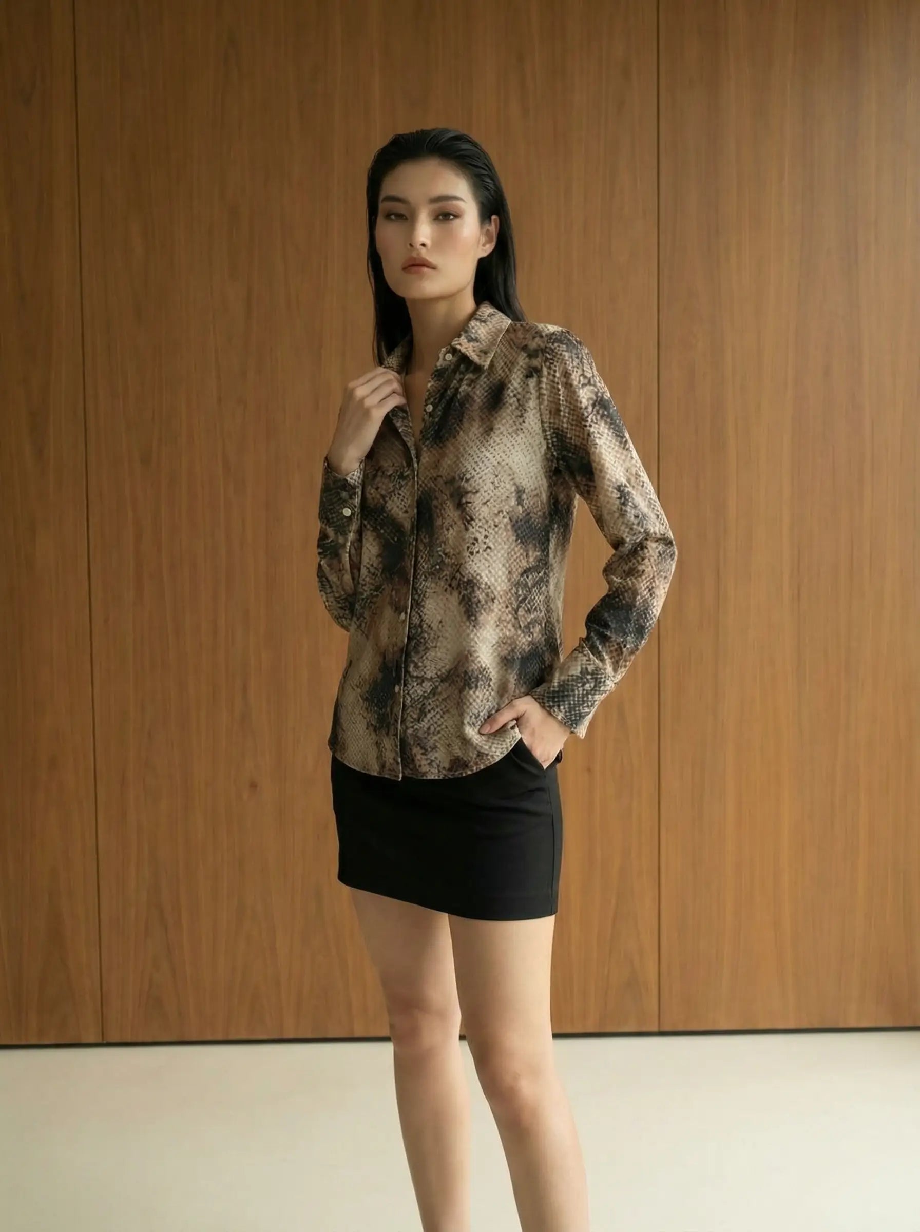 Batik Desen Kadife Gömlek