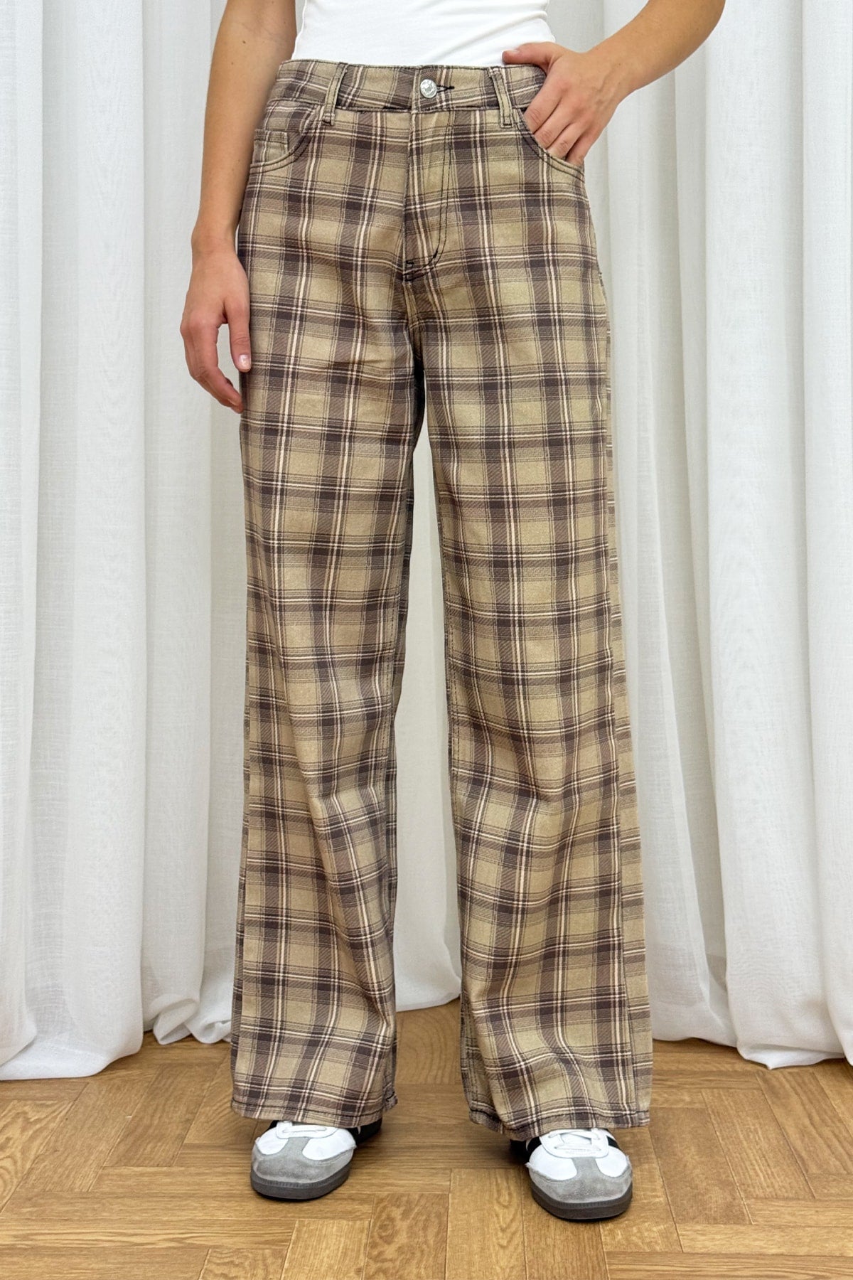 Ekose Desenli Denim Pantolon 86-0915