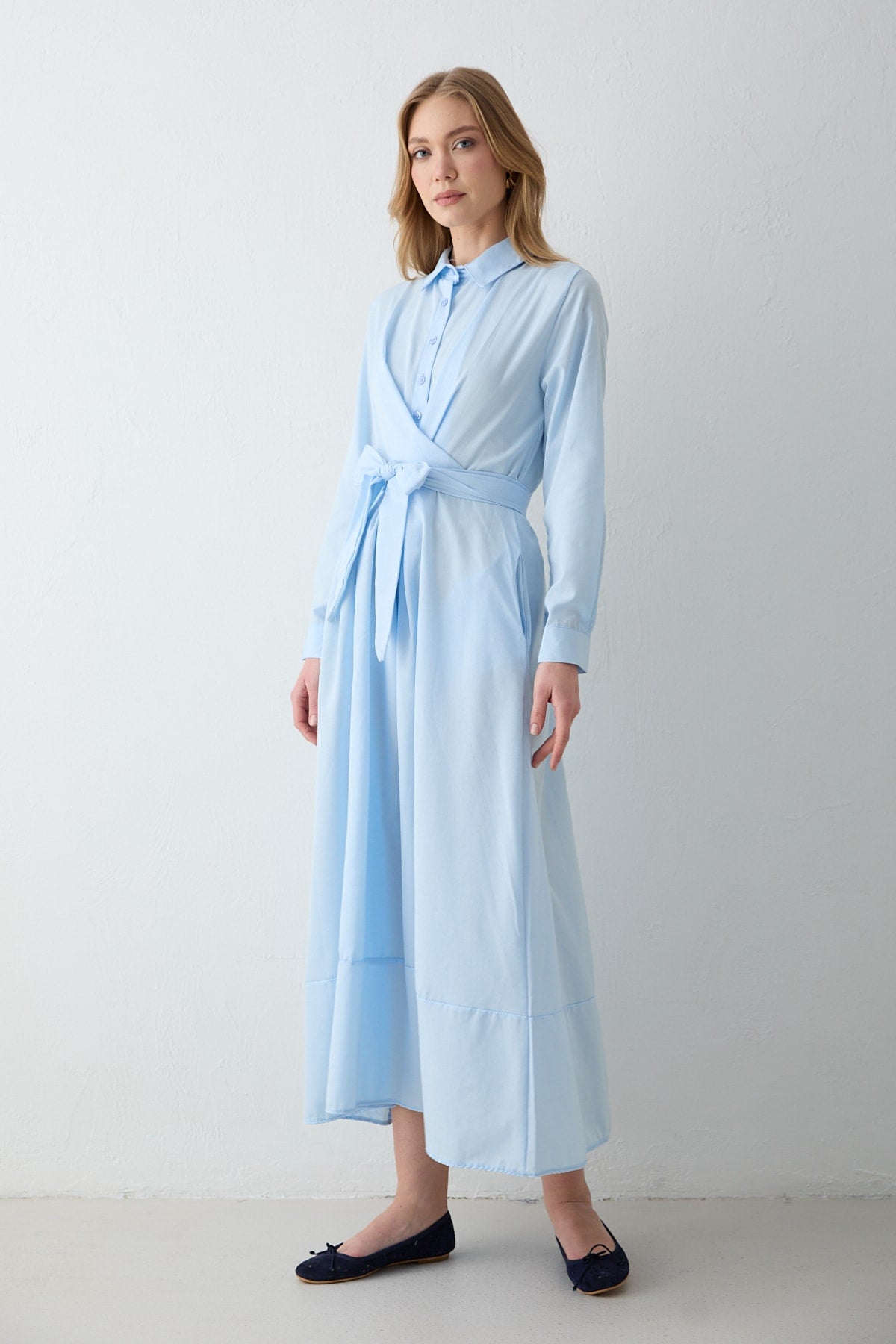 Bağlamalı Poplin Elbise 68-6163-1