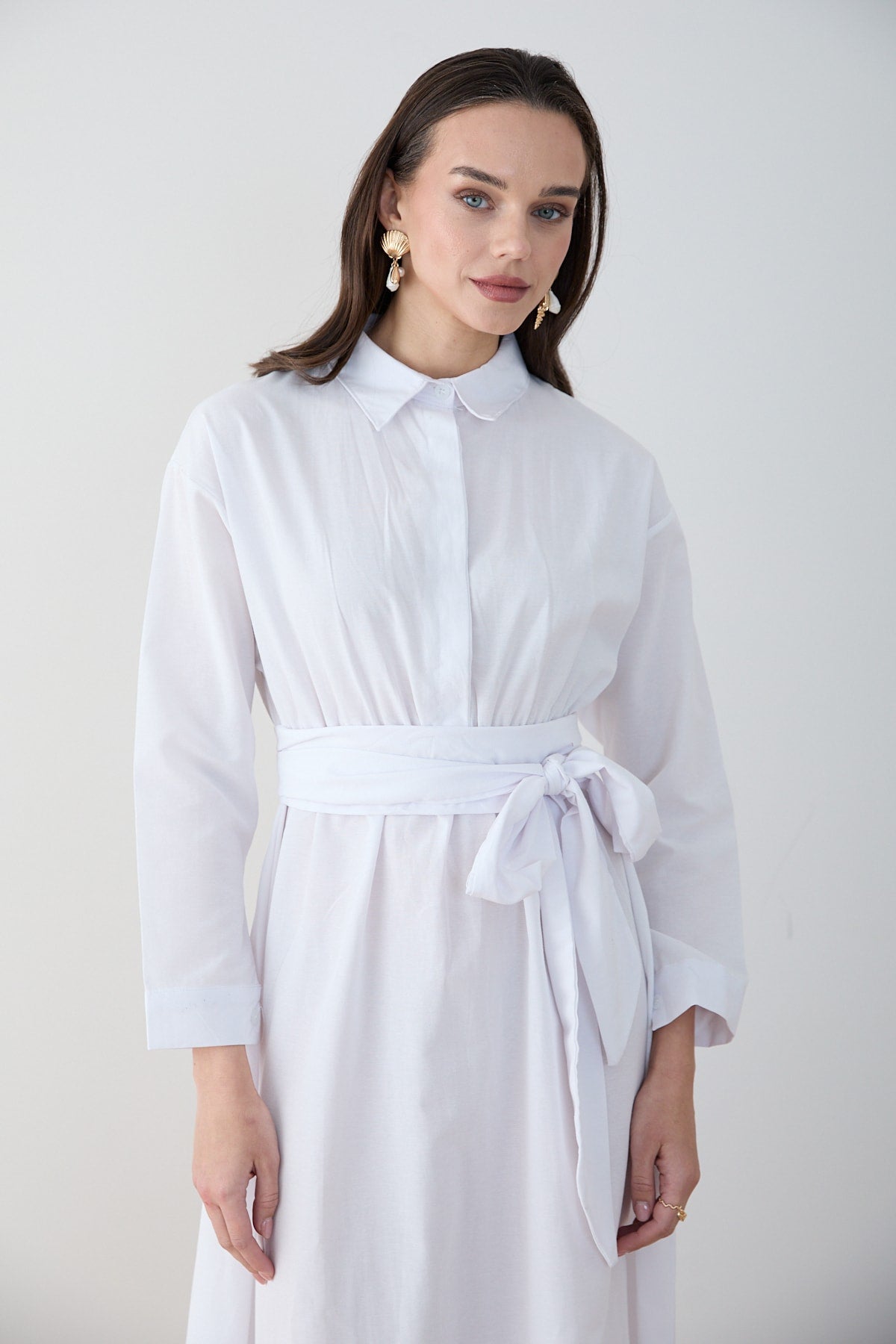 Kuşaklı Poplin Elbise 68-6302