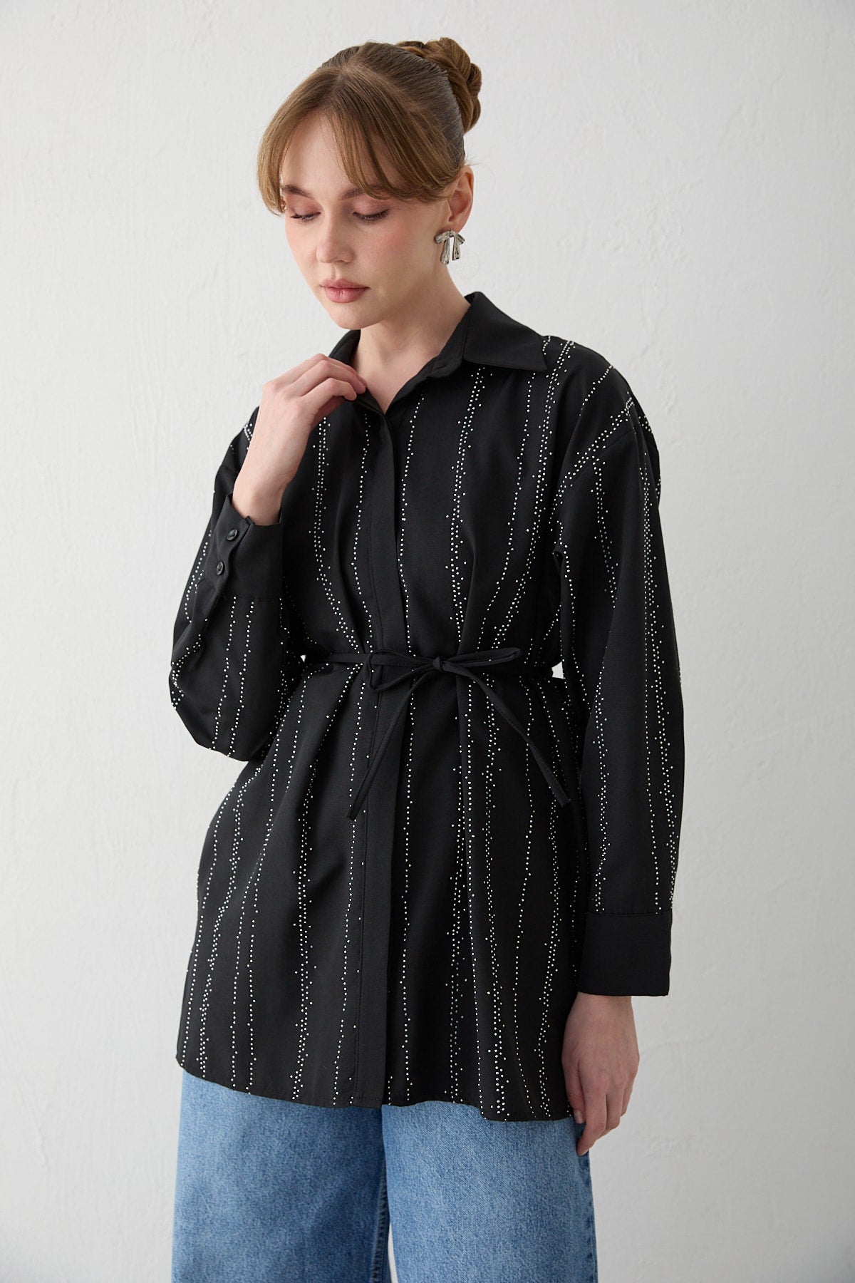 Taşlı Poplin Gömlek 32-2620