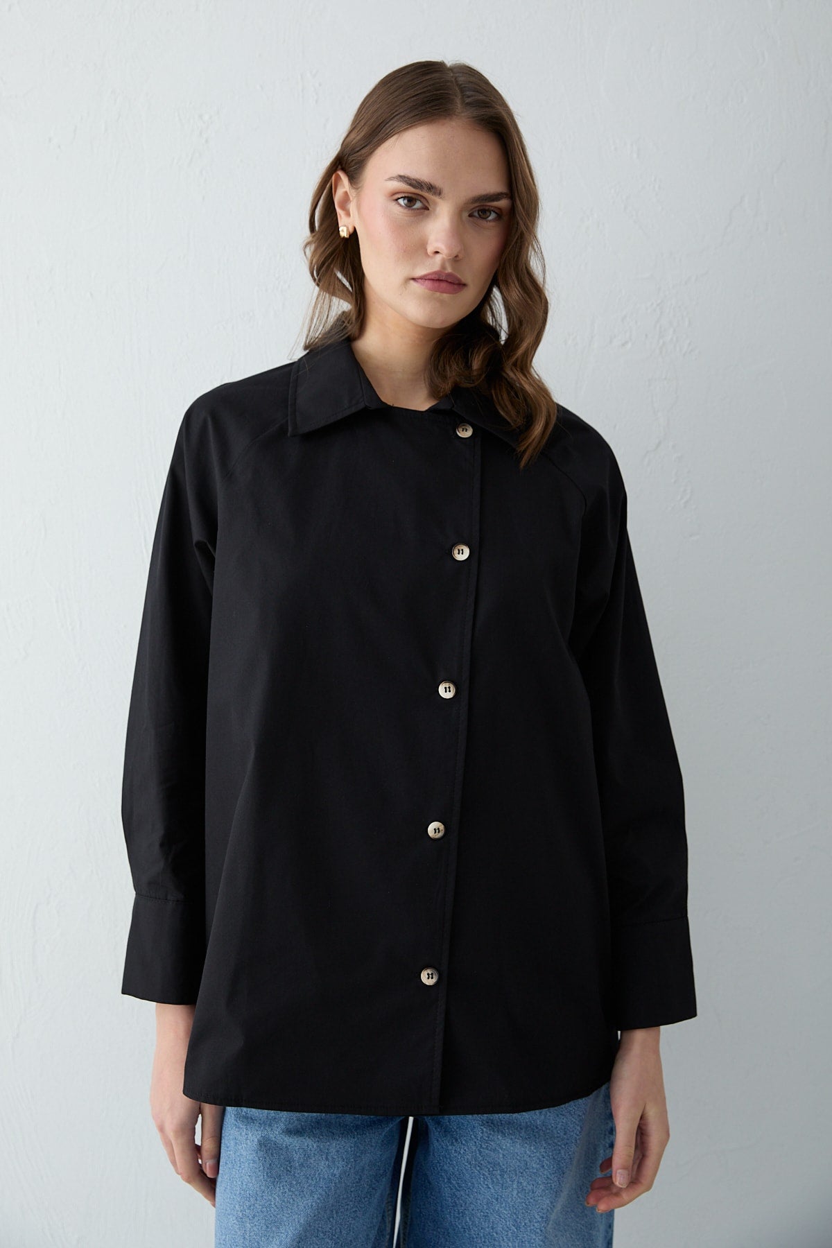 Düğmeli Poplin Gömlek 32-2703