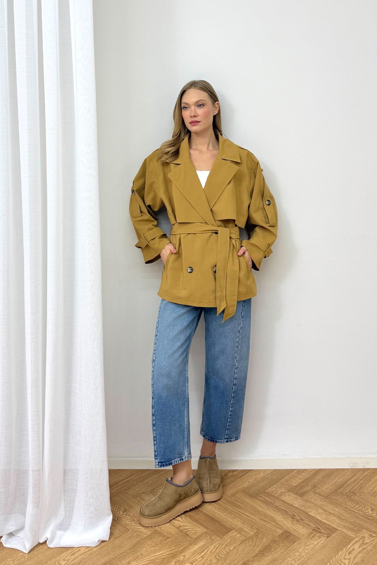 Oversize Kısa Trench 90-3010