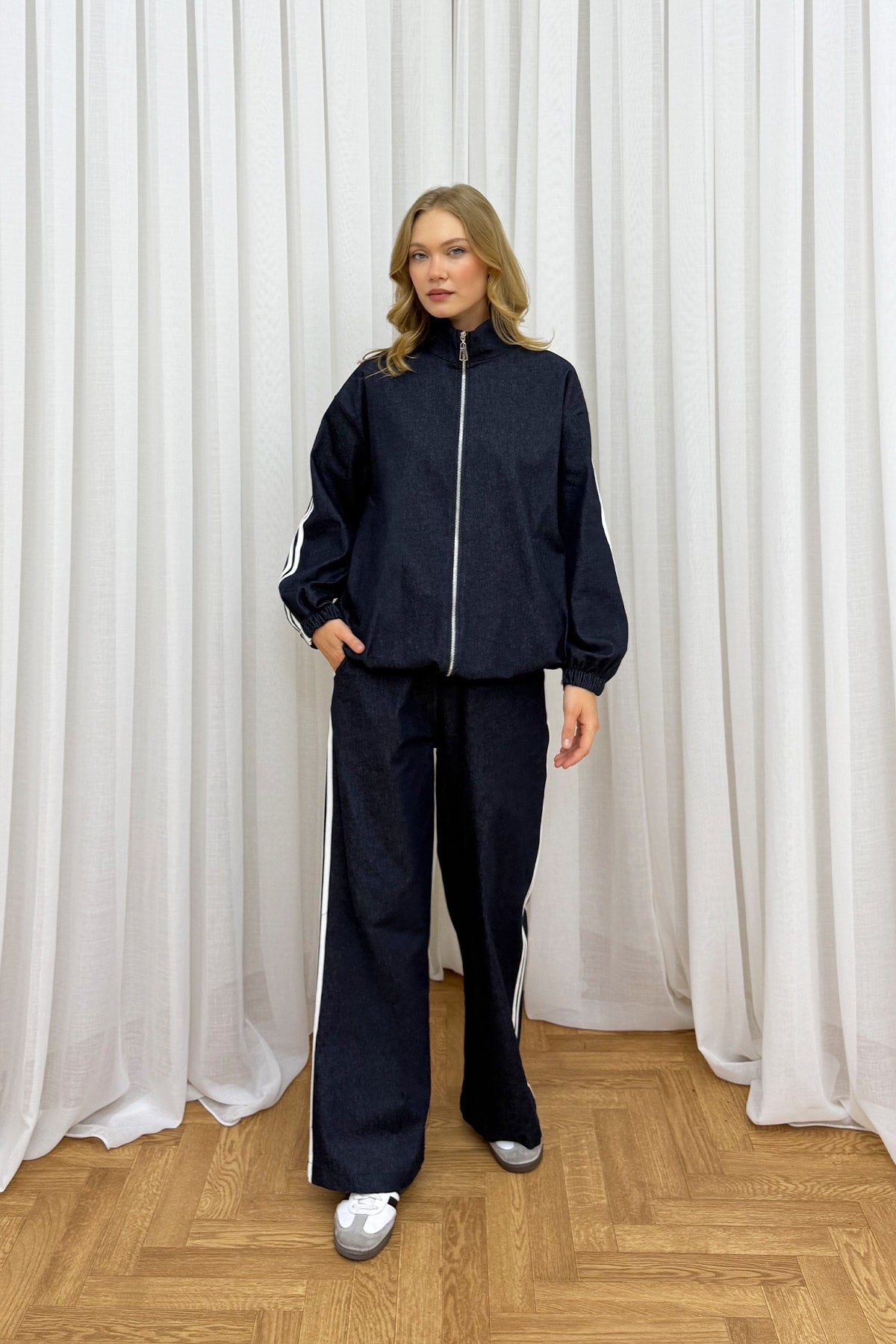 Şeritli Denim Takım 32-2201