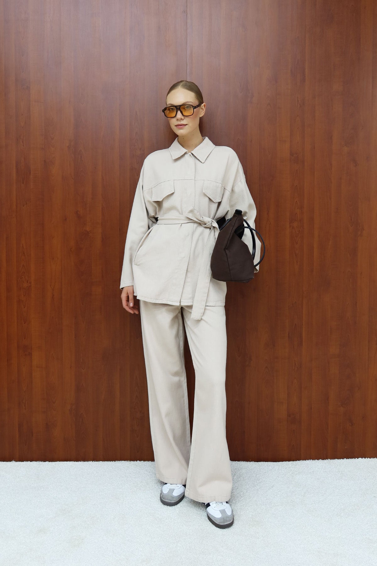 Gabardin Kuşaklı Takım 12-8843