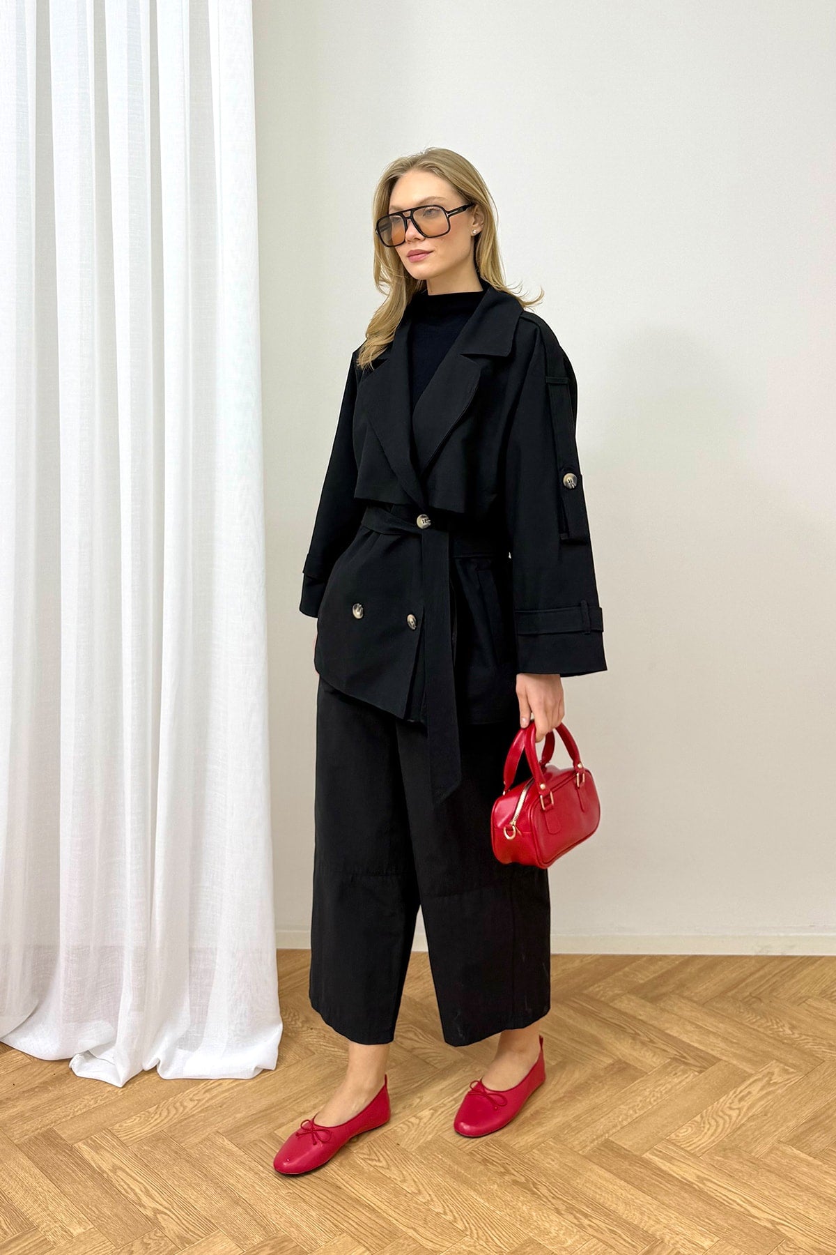 Oversize Kısa Trench 90-3010