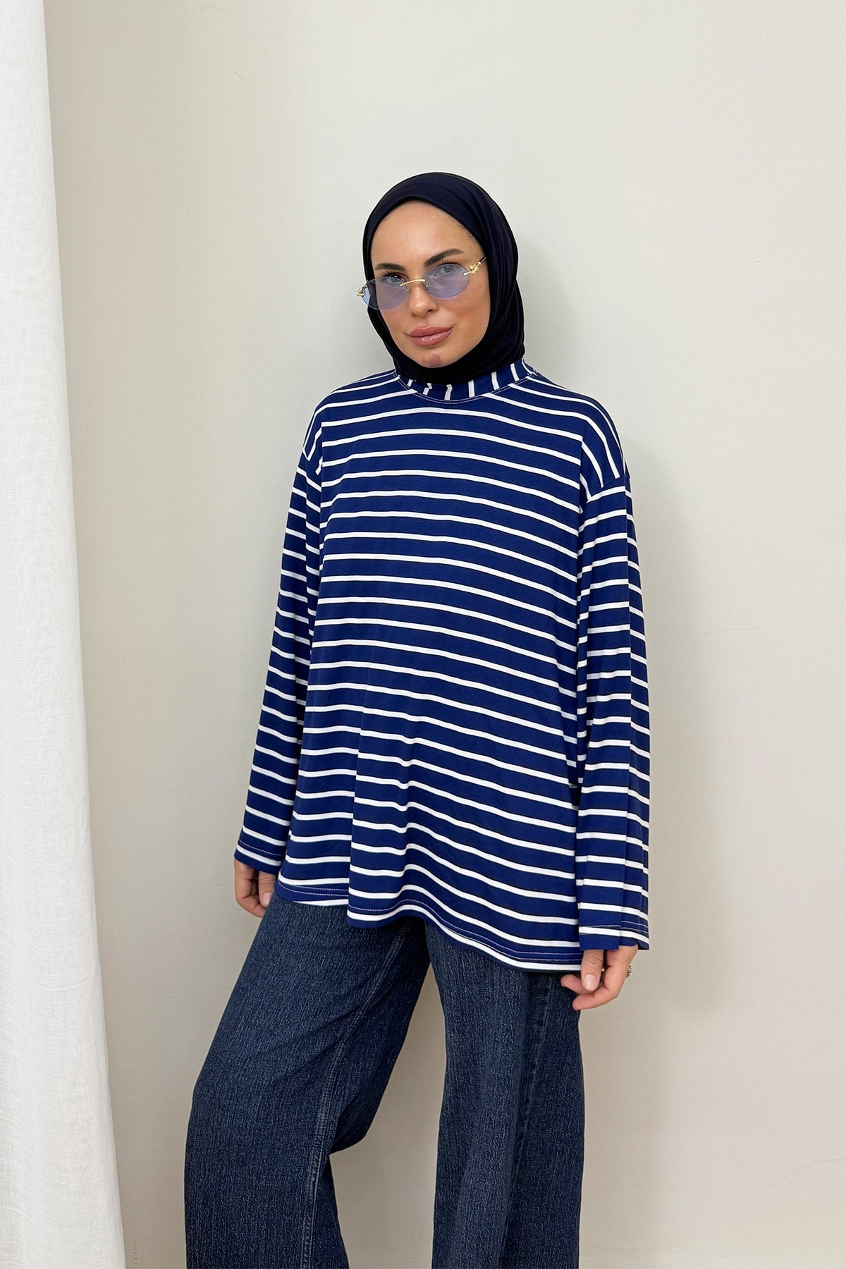 Geniş Çizgili Tunik 3-0011