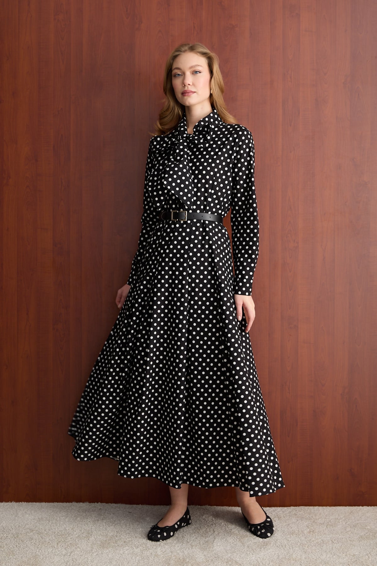 Puantiye Poplin Elbise 32-2766