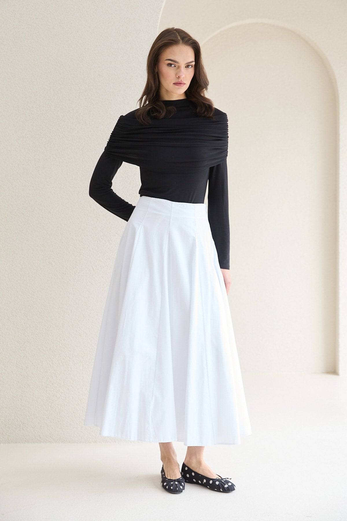 Parçalı Poplin Etek 32-2776
