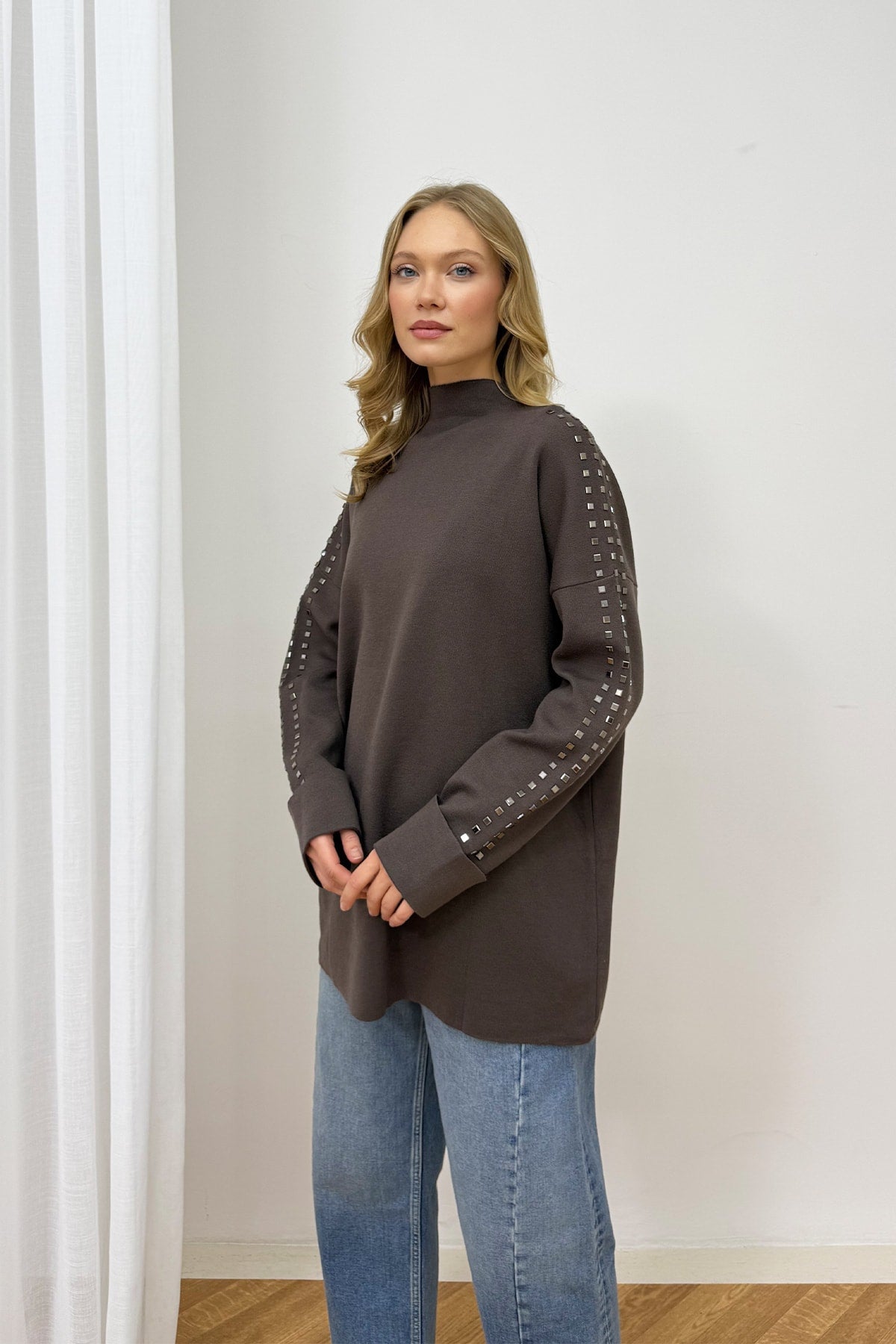 Aksesuarlı Triko Tunik 87-26150