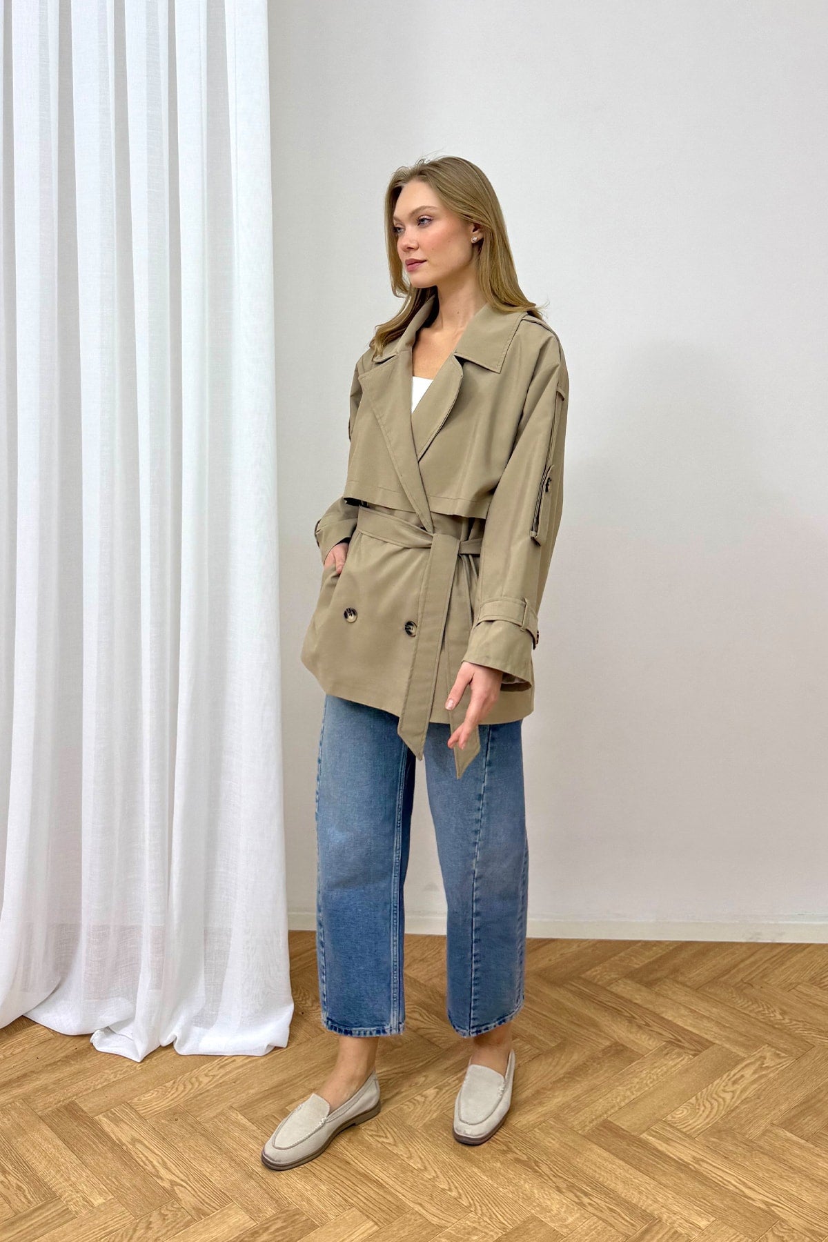 Oversize Kısa Trench 90-3010