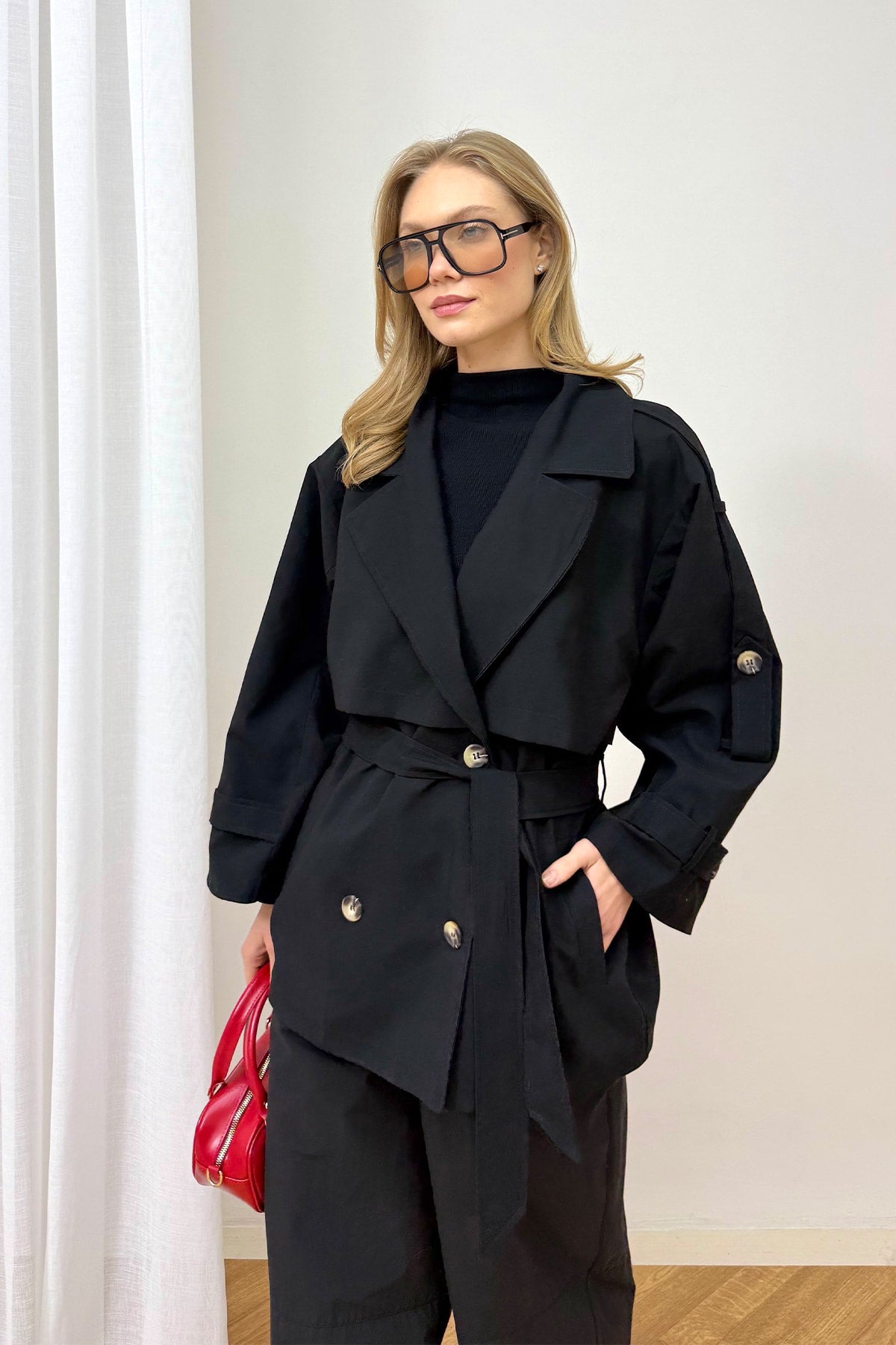 Oversize Kısa Trench 90-3010
