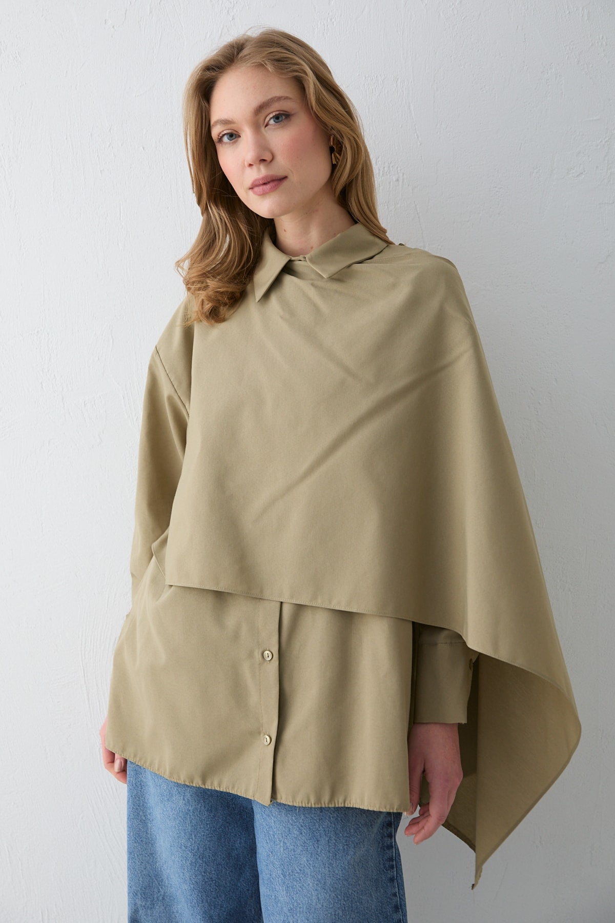 Şal Detaylı Poplin Gömlek 32-2757