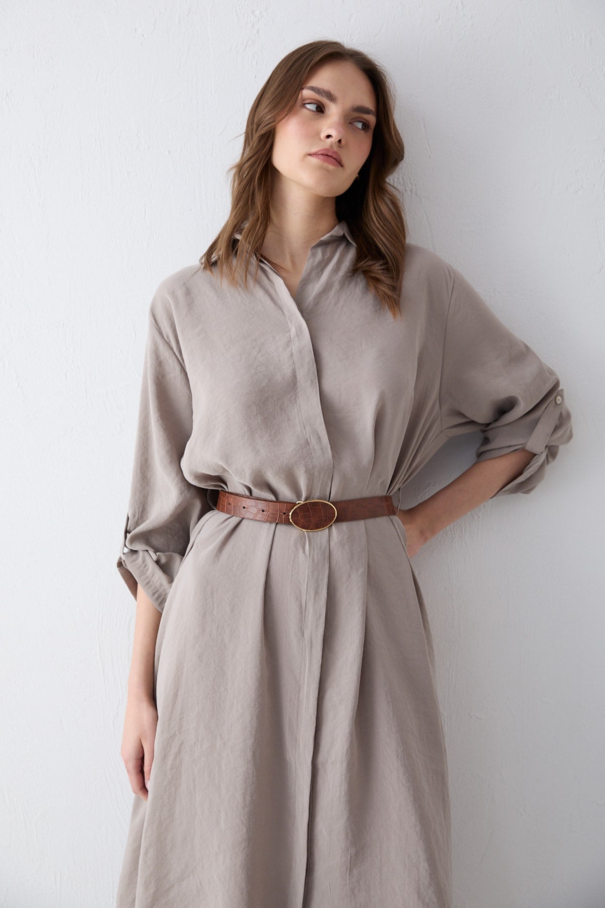 Kemerli Oversize Elbise 81-3270