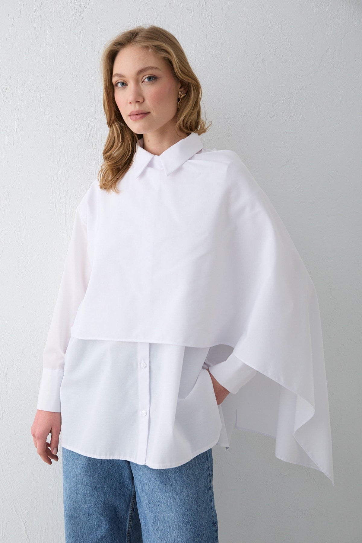 Şal Detaylı Poplin Gömlek 32-2757