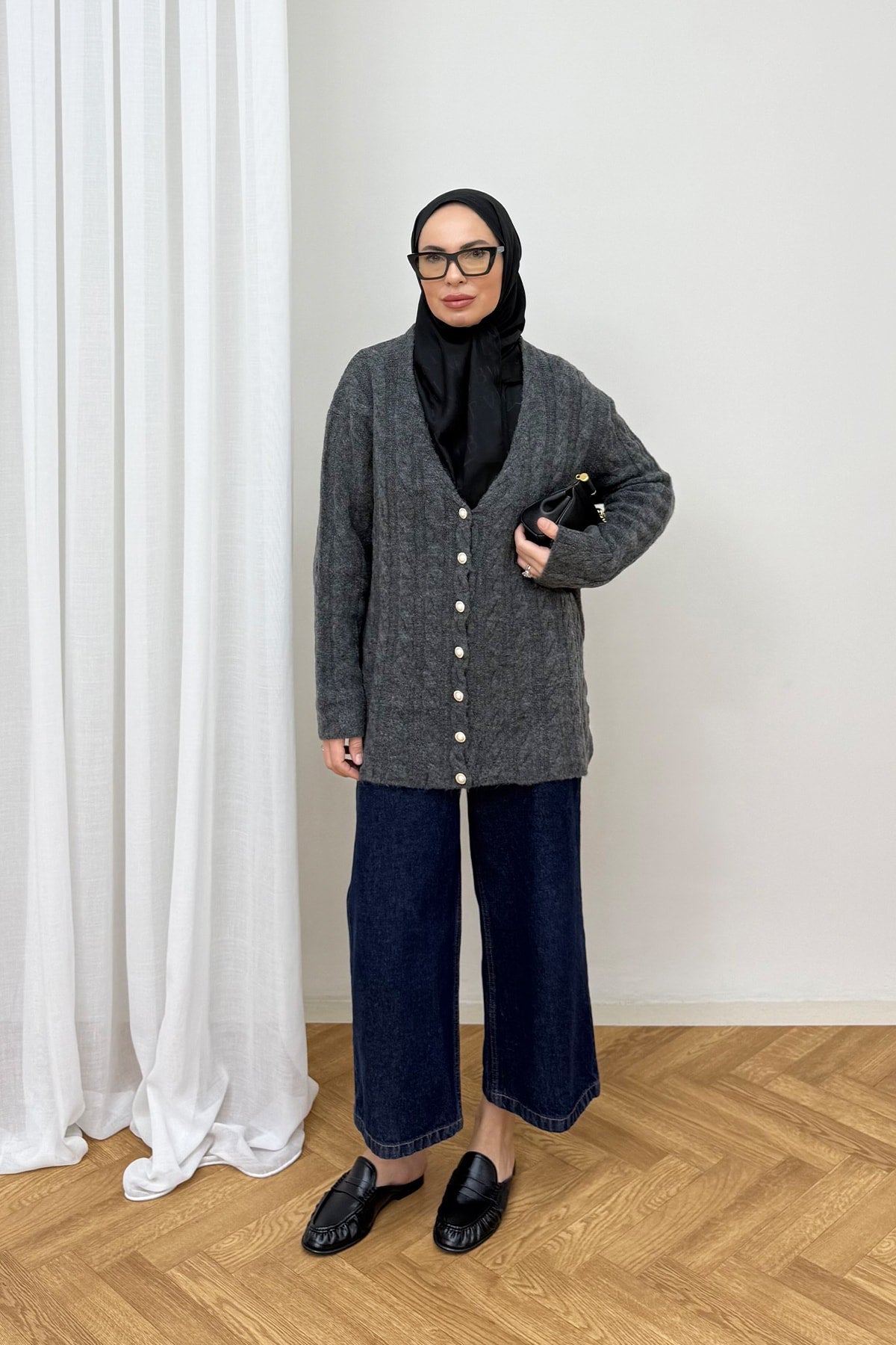 Düğmeli Triko Hırka 80-8434