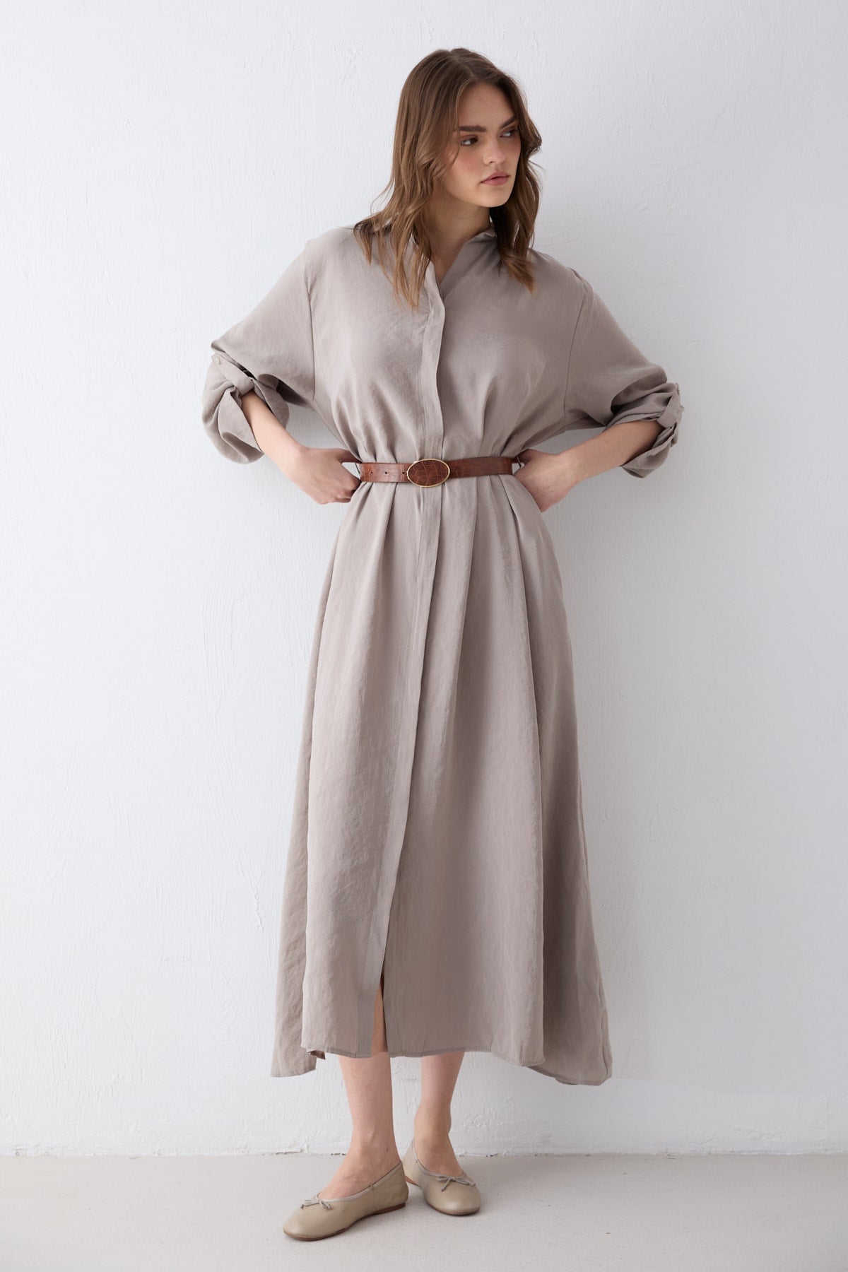 Kemerli Oversize Elbise 81-3270