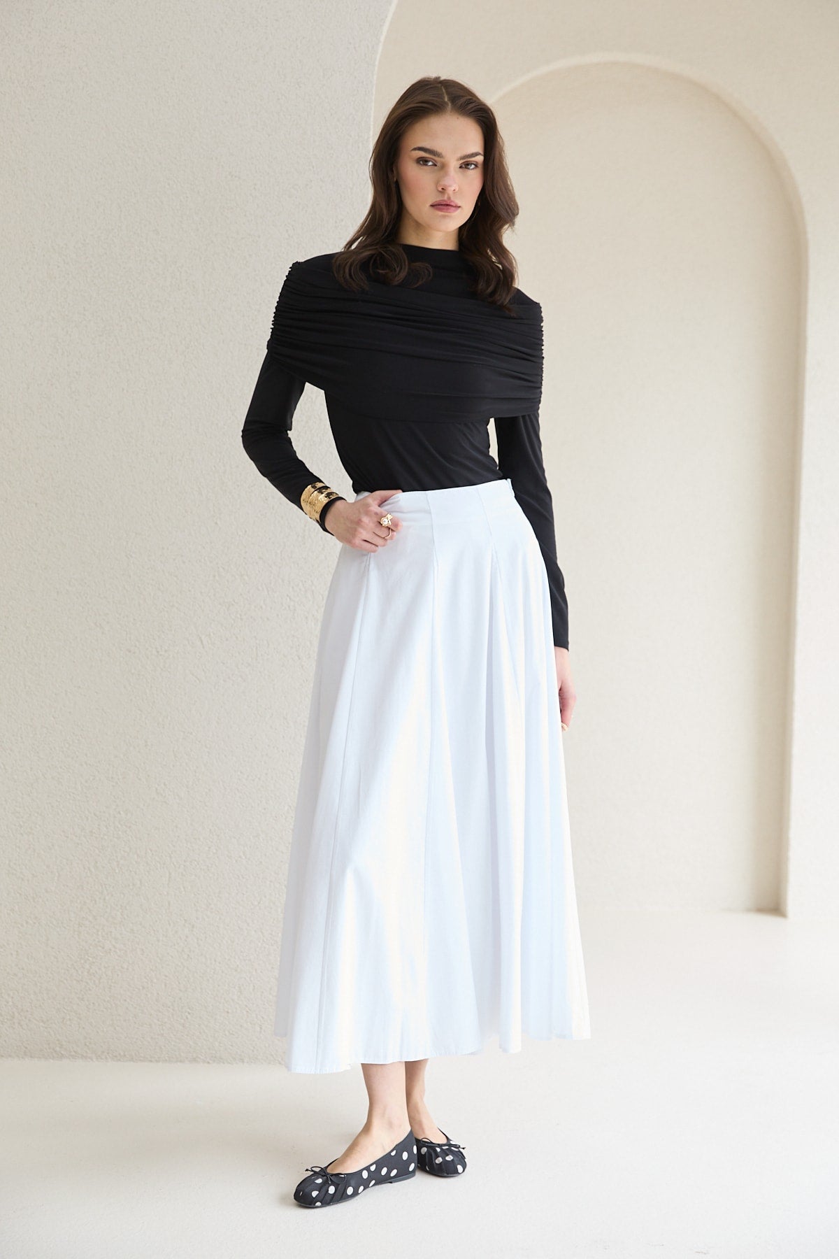 Parçalı Poplin Etek 32-2776