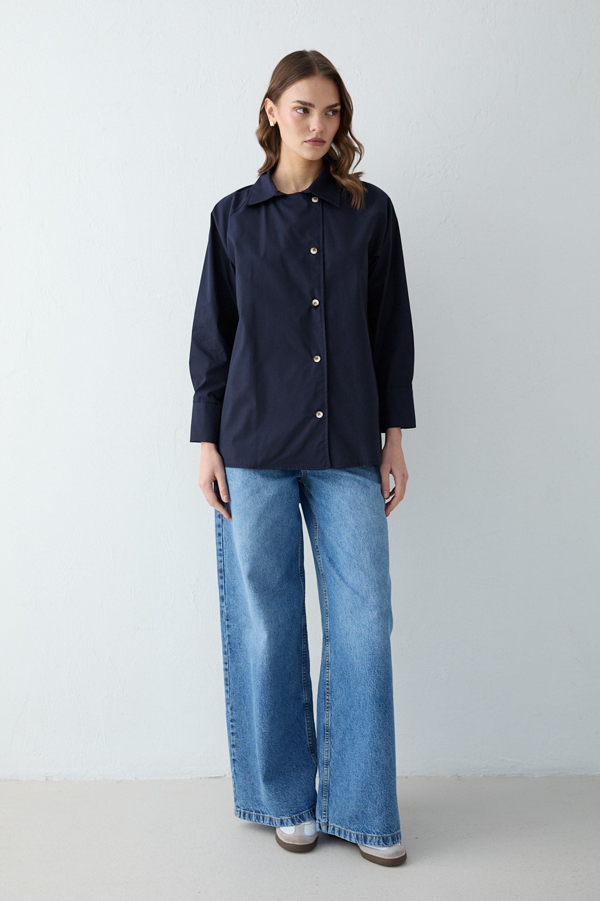 Düğmeli Poplin Gömlek 32-2703
