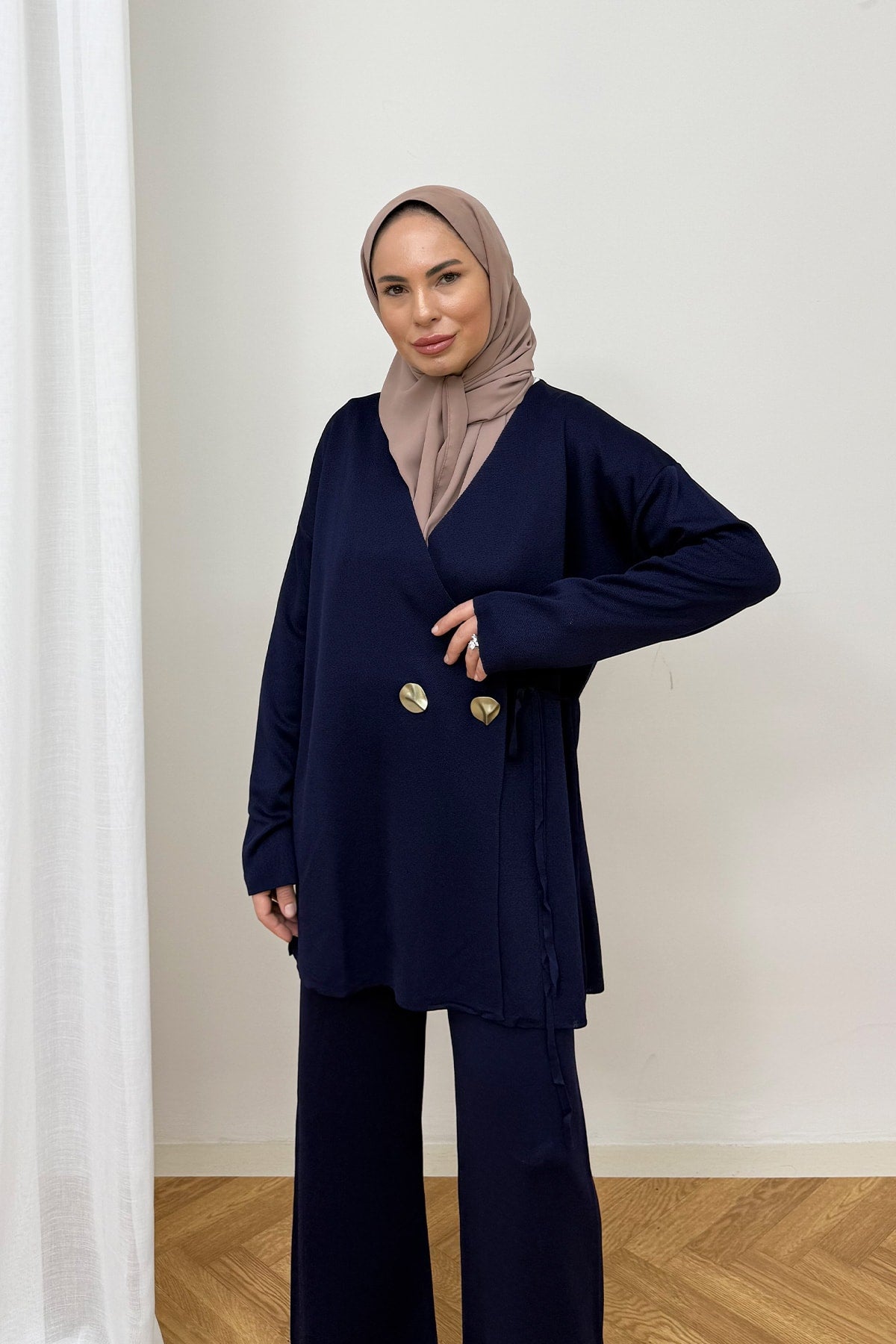Düğmeli Triko Takım 87-25310