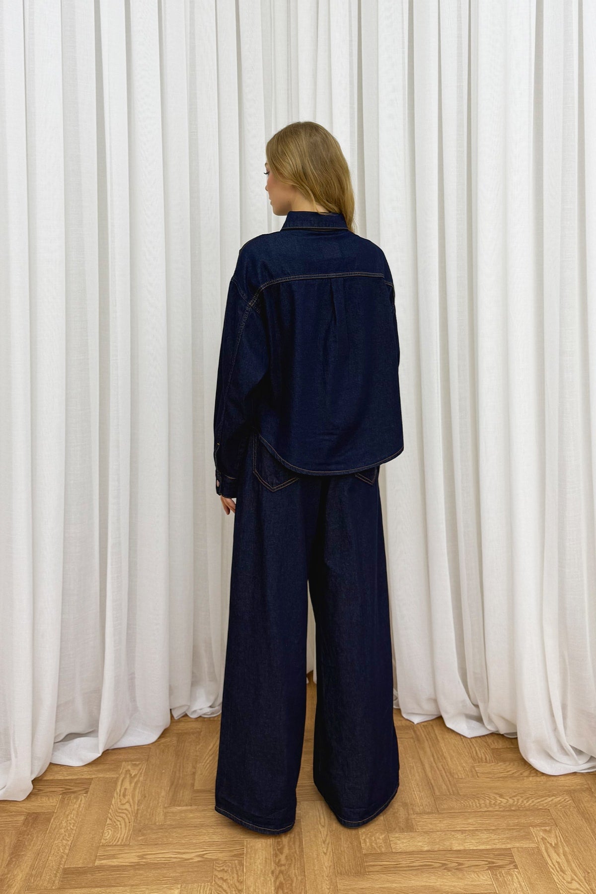 Denim Düğmeli Takım 86-0270