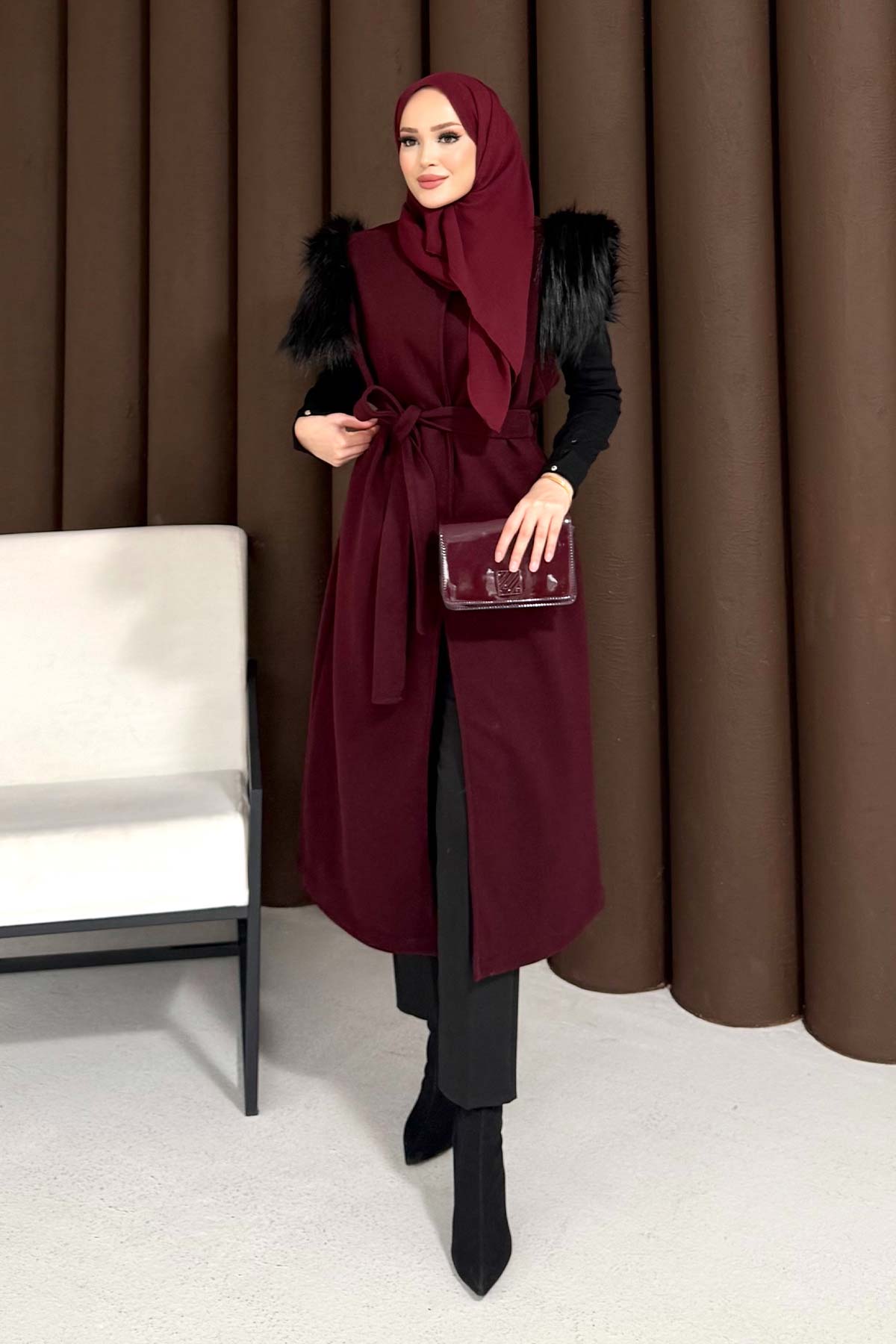 Kürklü Kaşe Yelek 32-3709