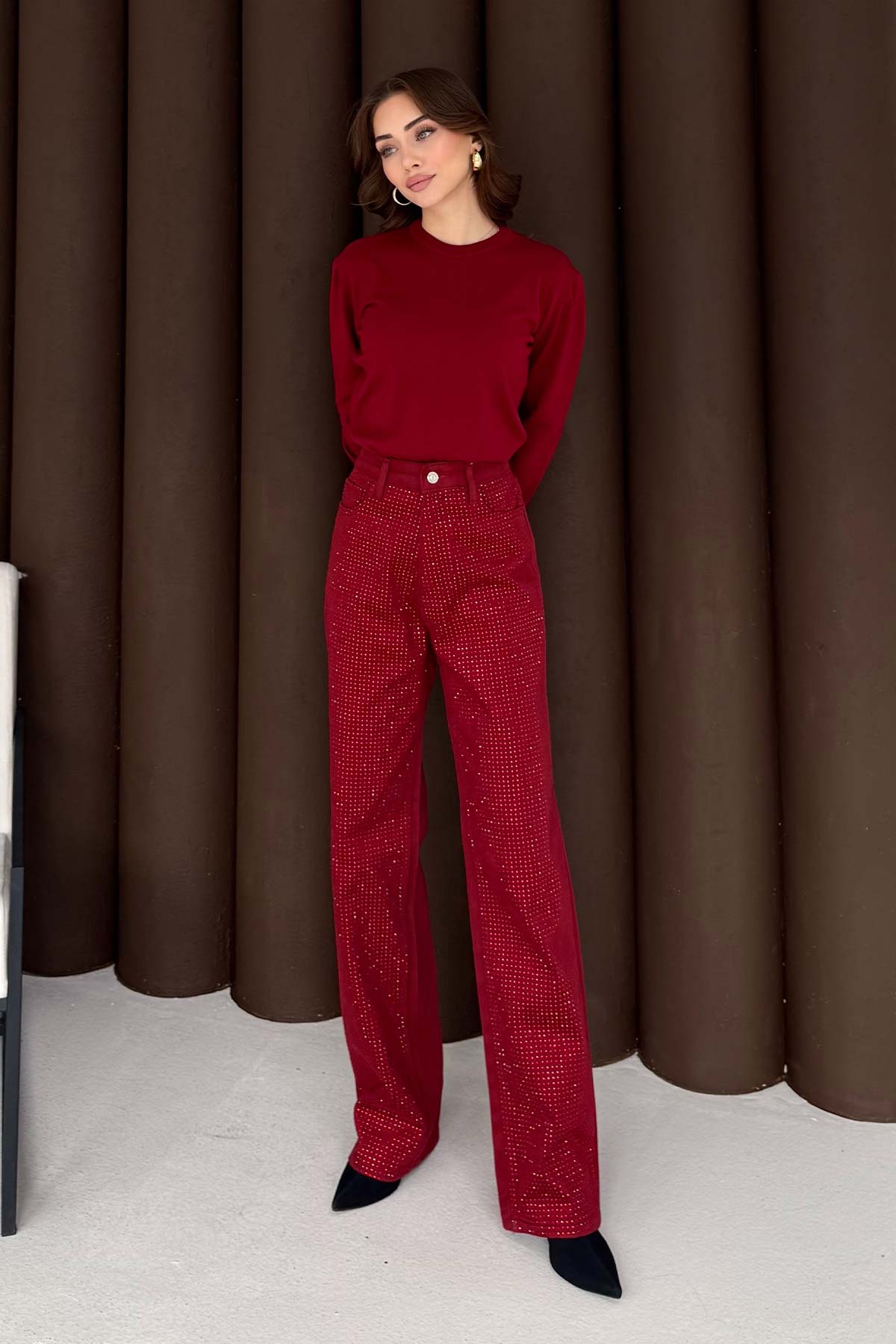 Taşlı Gabardin Pantolon 32-3506-1